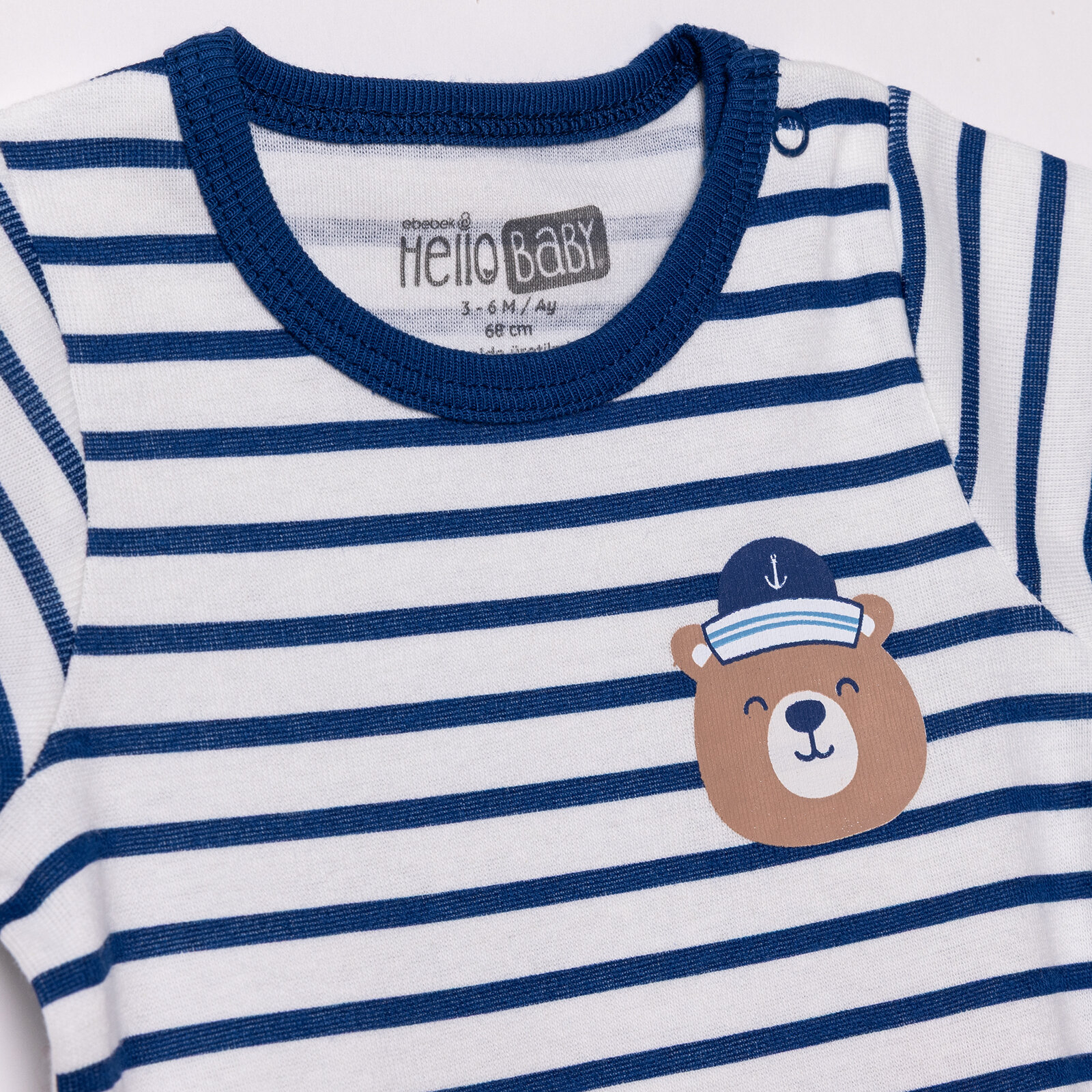 Erkek Bebek Kısa Kol Body Ribana Çıtçıtlı Yaka Kısa Kol