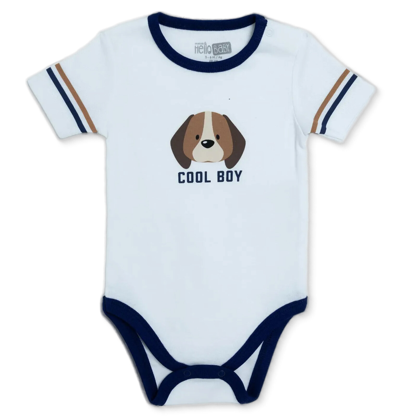 Erkek Bebek Kısa Kol Body Ribana Çıtçıtlı Yaka Kısa Kol