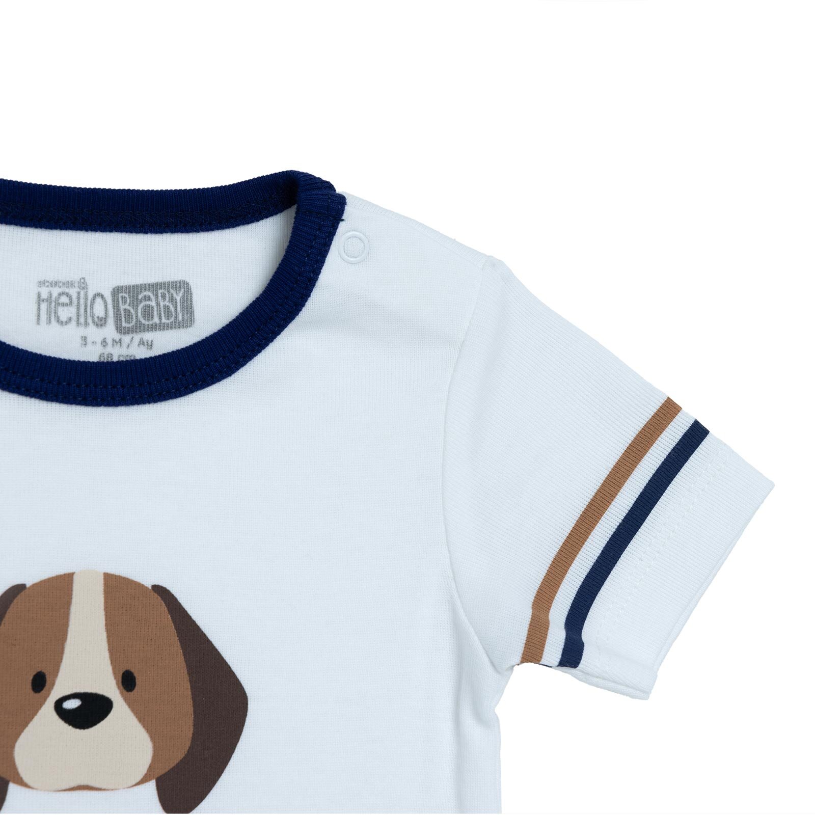 Erkek Bebek Kısa Kol Body Ribana Çıtçıtlı Yaka Kısa Kol