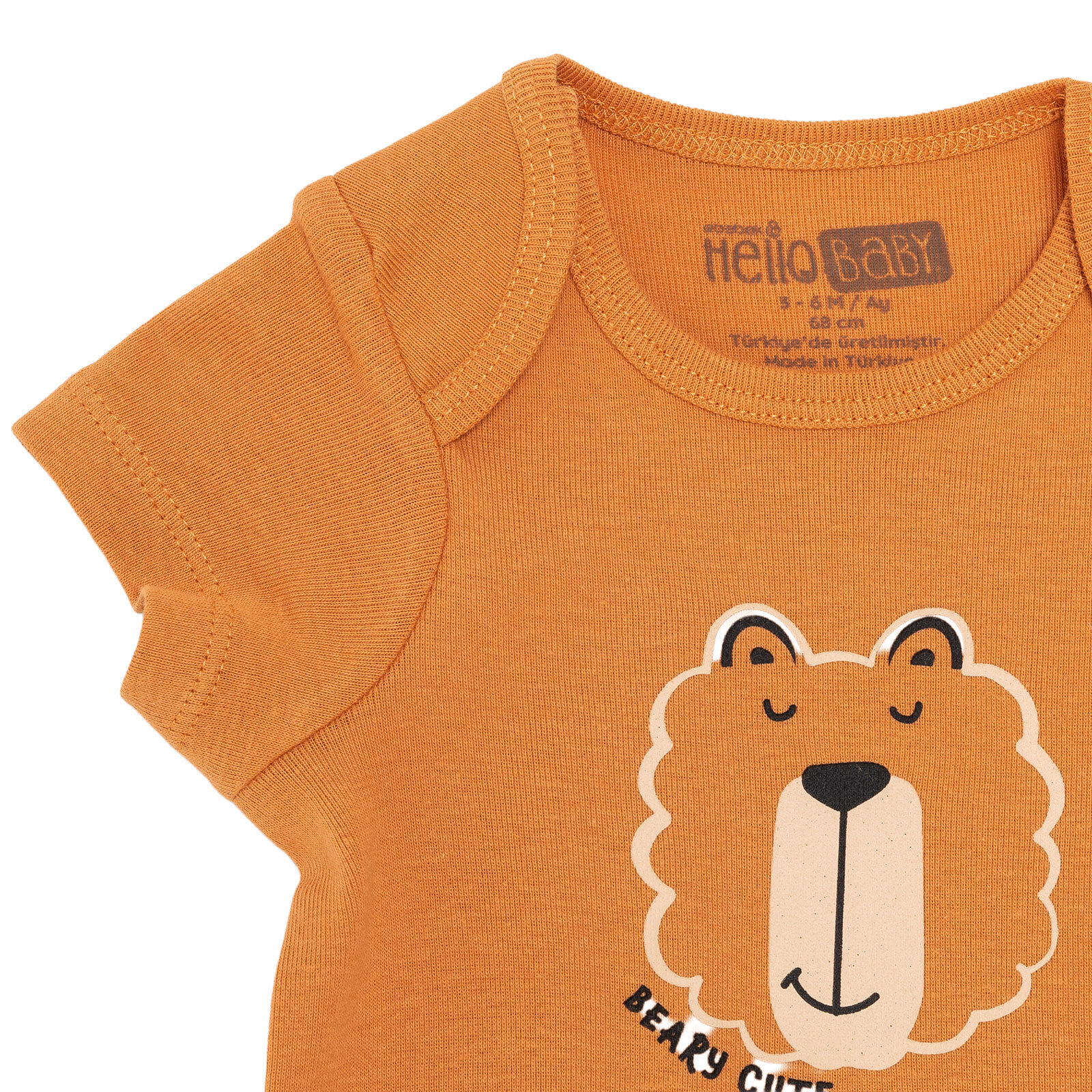 Erkek Bebek Kısa Kol Body Ribana Zarf Yaka Kısa Kol