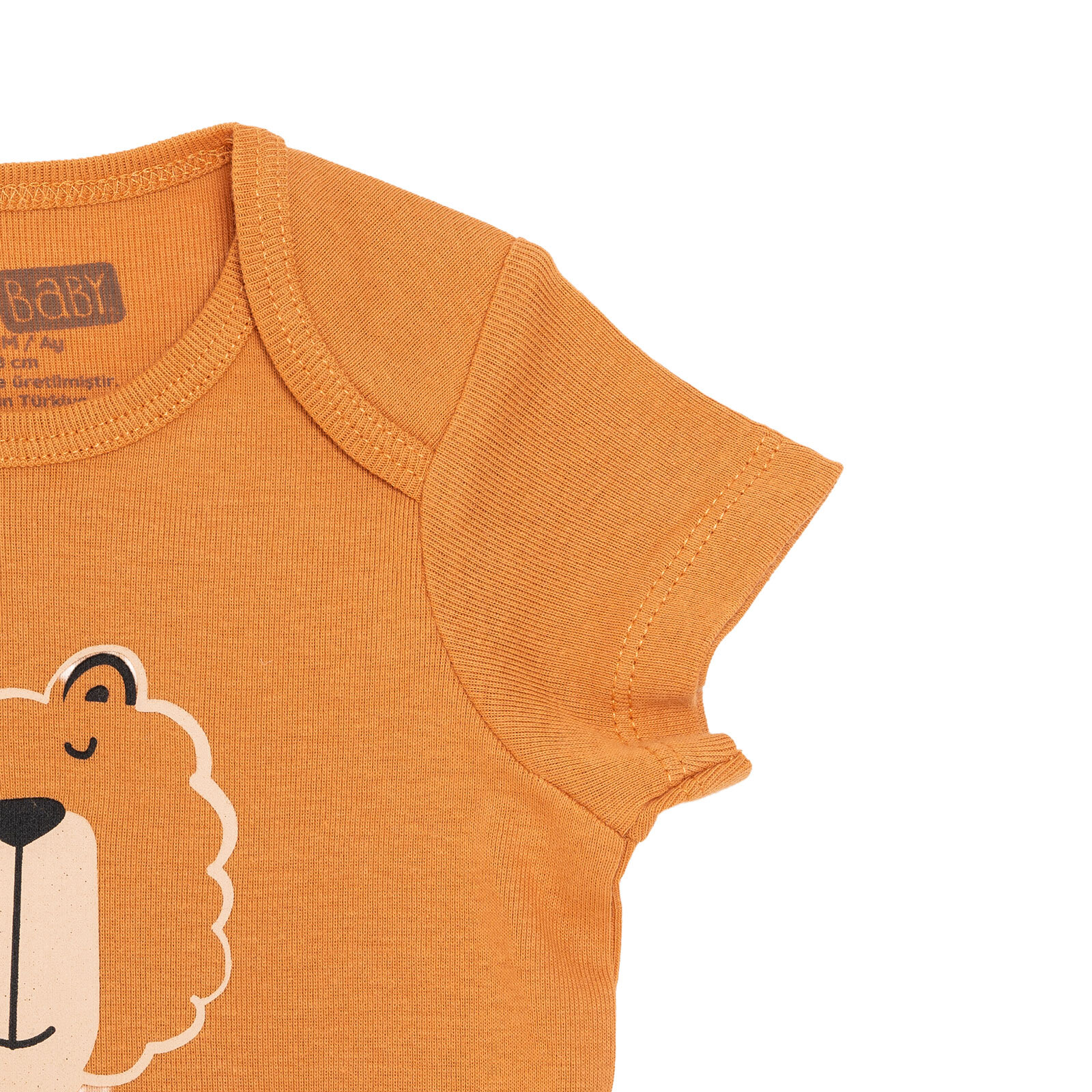 Erkek Bebek Kısa Kol Body Ribana Zarf Yaka Kısa Kol