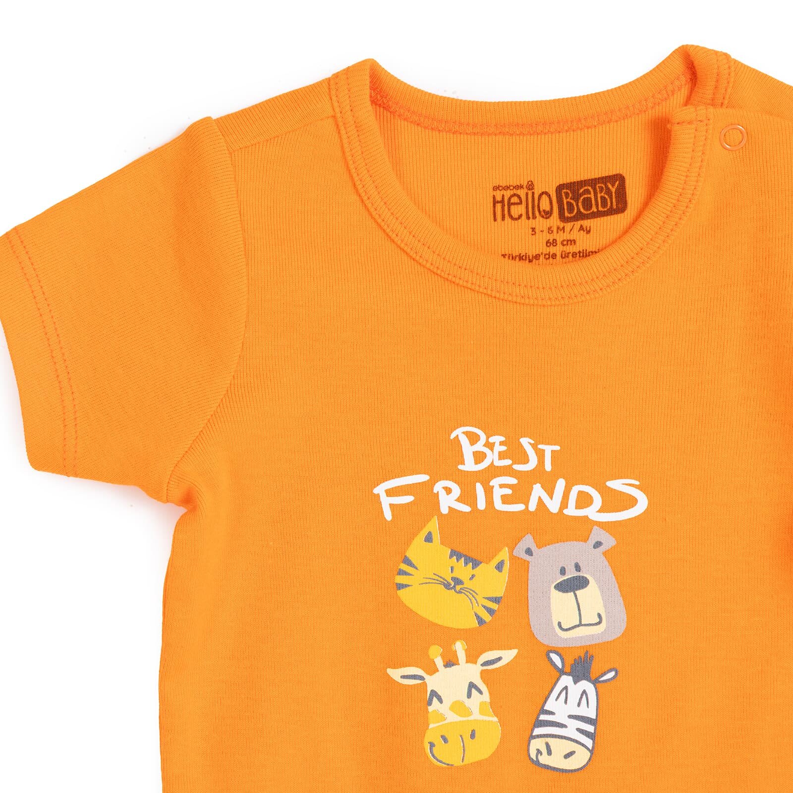 Erkek Bebek Kısa Kol Body Zarf Yaka Kısa Kol