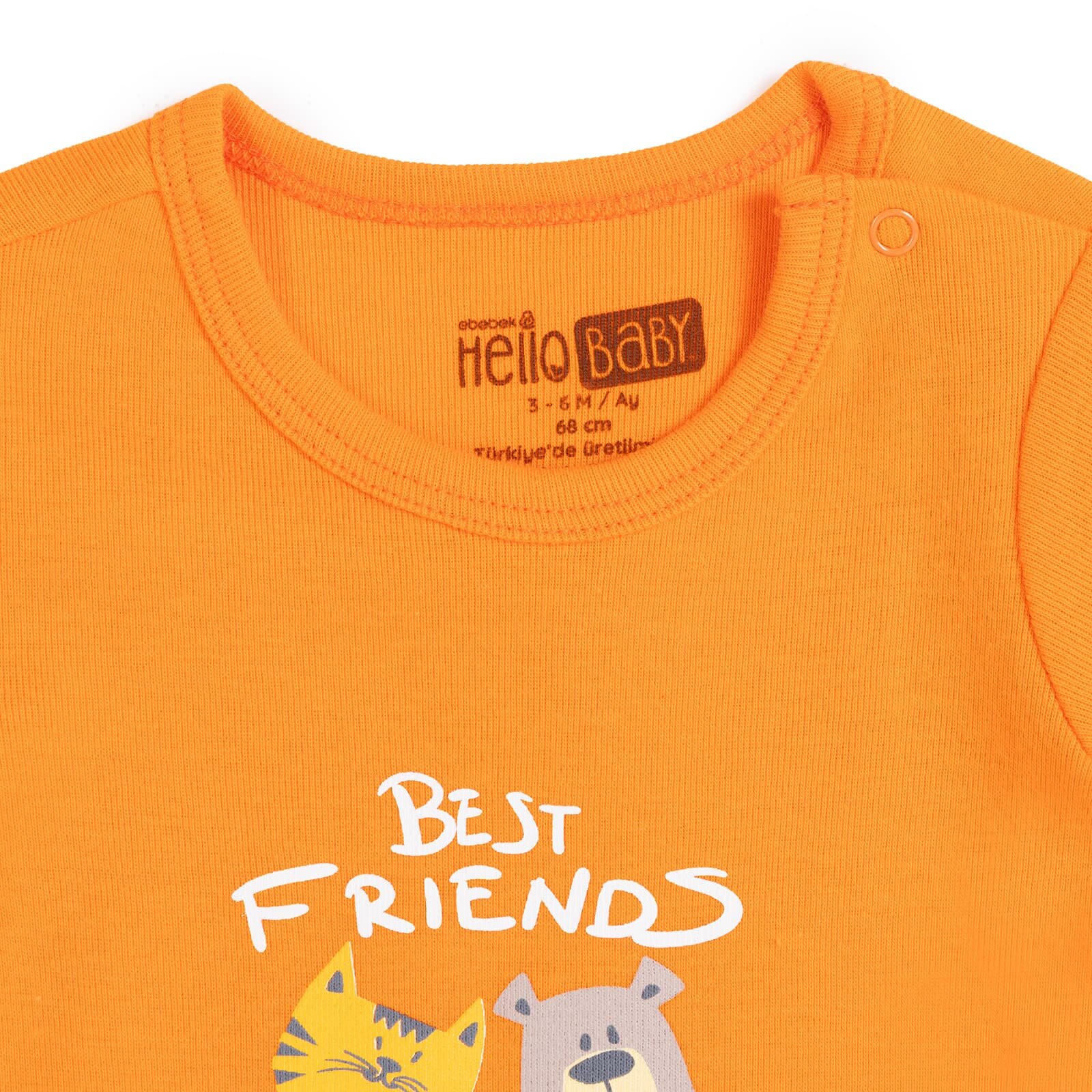 Erkek Bebek Kısa Kol Body Zarf Yaka Kısa Kol