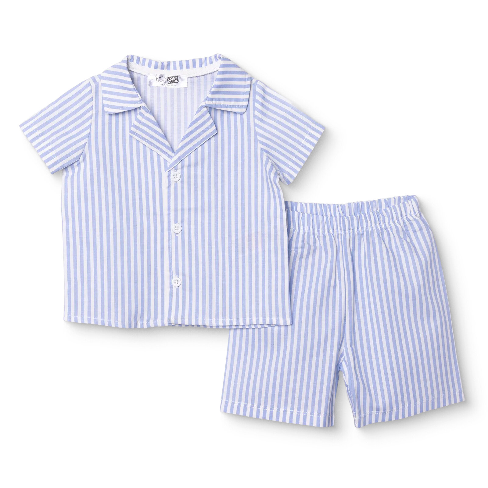 Erkek Bebek Kısa Kol Pijama Takımı Bebe Yaka Kısa Kol Reçme Paça