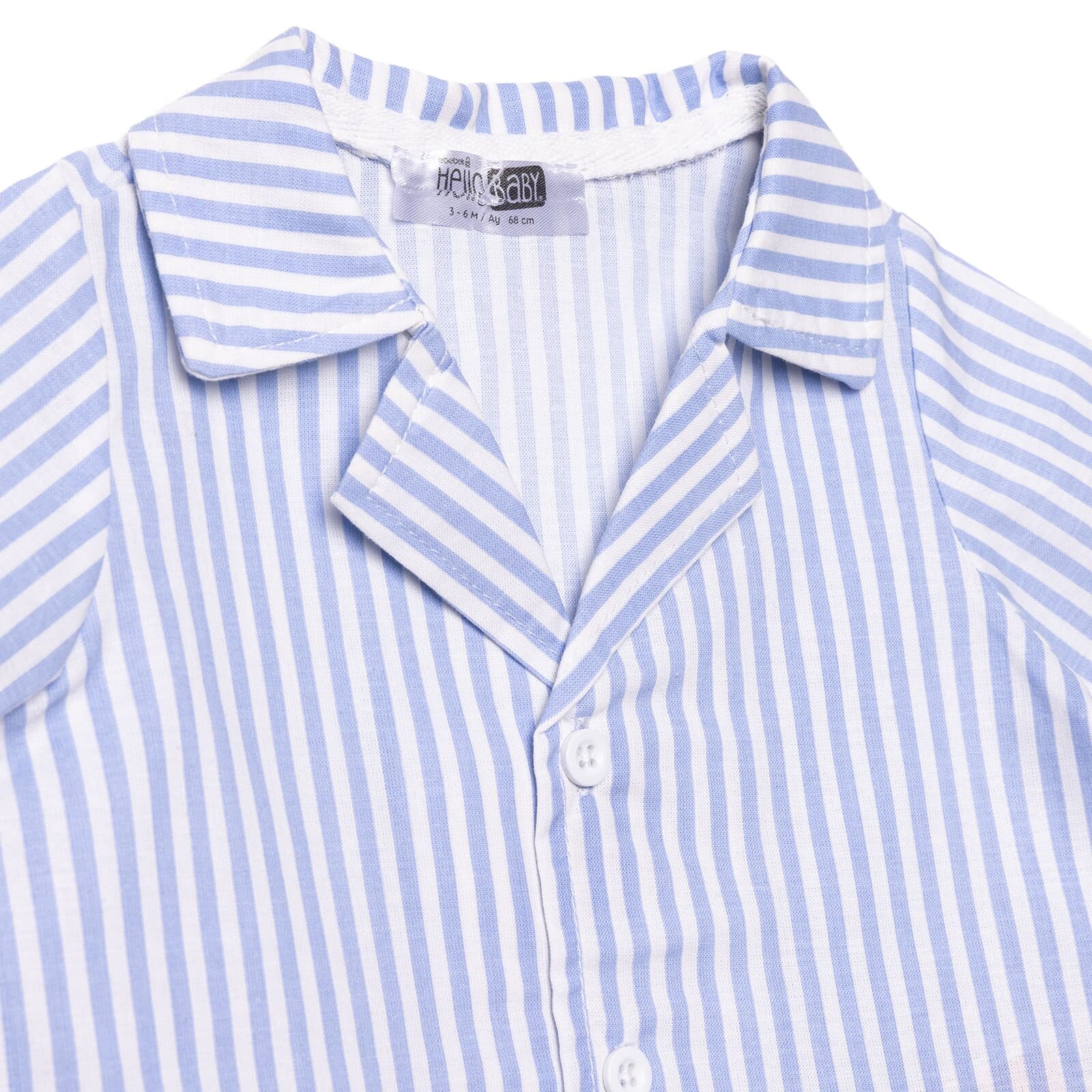 Erkek Bebek Kısa Kol Pijama Takımı Bebe Yaka Kısa Kol Reçme Paça