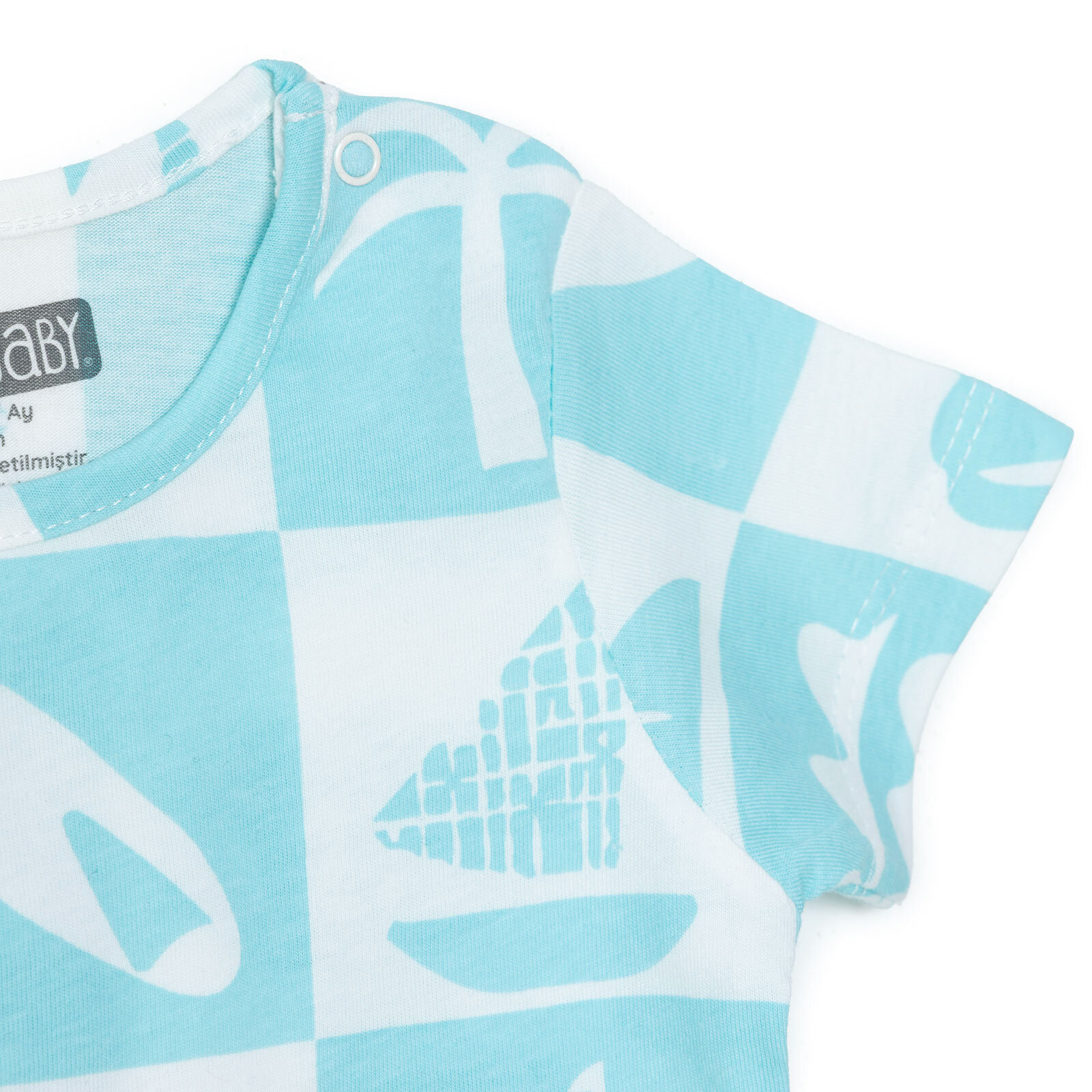 Erkek Bebek Kısa Kol Pijama Takımı Bisiklet Yaka Kısa Kol Reçme Paça