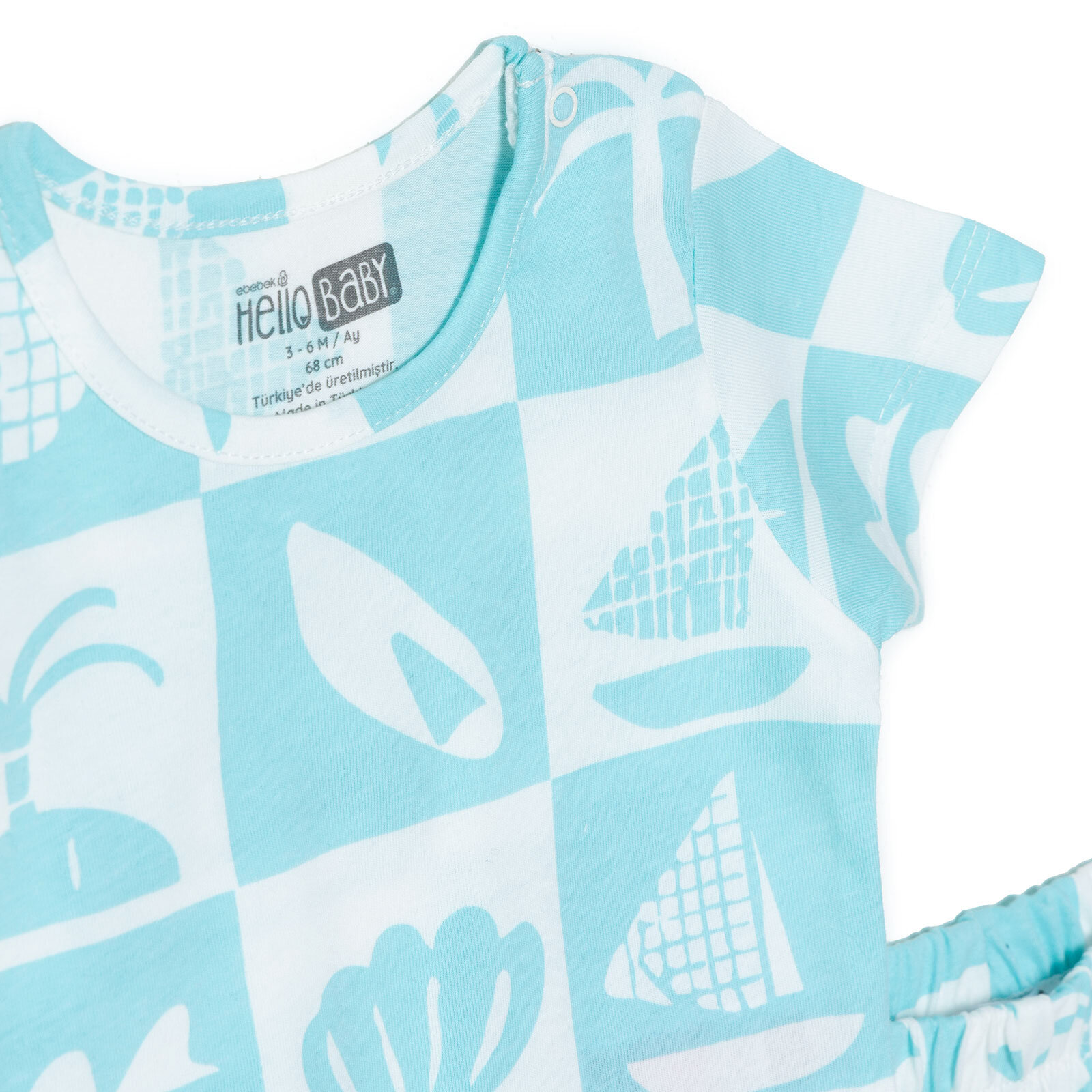 Erkek Bebek Kısa Kol Pijama Takımı Bisiklet Yaka Kısa Kol Reçme Paça