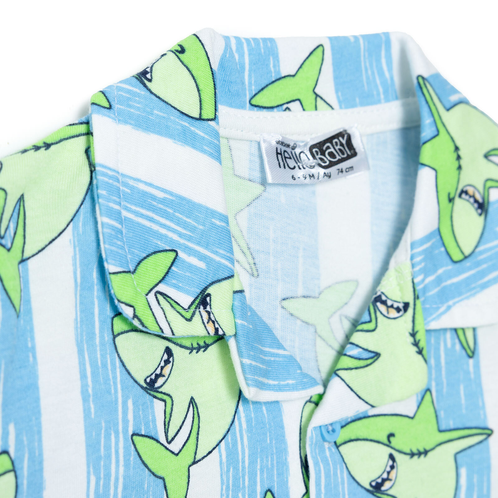 Erkek Bebek Kısa Kol Pijama Takımı Gömlek Yaka Kısa Kol Reçme Paça