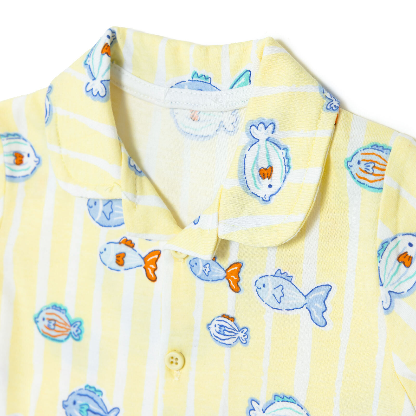 Erkek Bebek Kısa Kol Pijama Takımı Gömlek Yaka Kısa Kol Reçme Paça