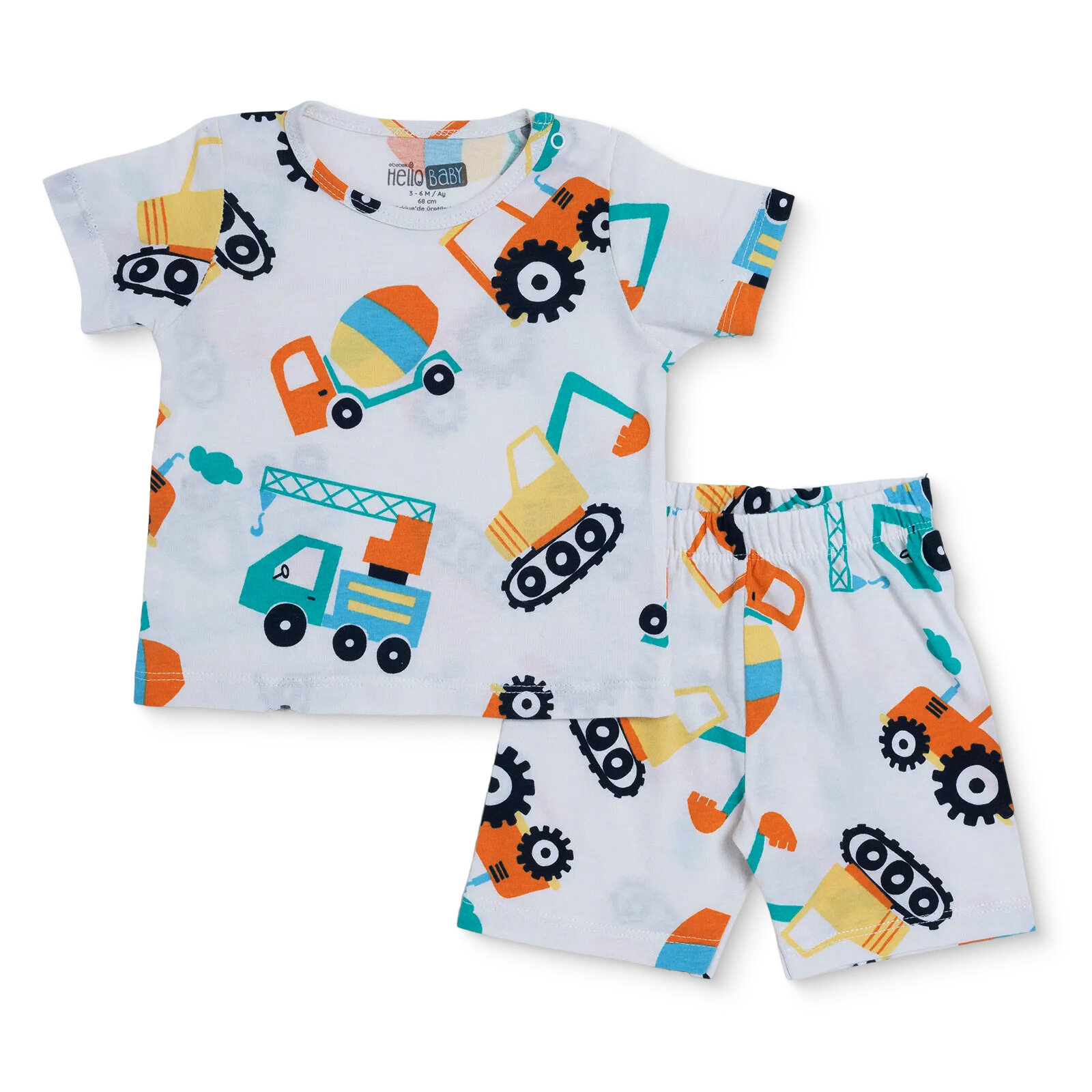 Erkek Bebek Kısa Kol Pijama Takımı Süprem Bisiklet Yaka Kısa Kol Reçme Paça