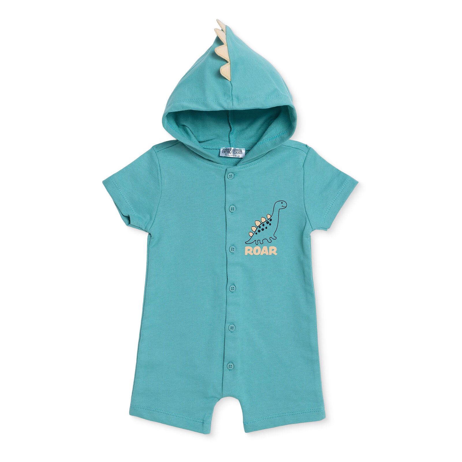 Erkek Bebek Kısa Tulum Kapüşonlu Yaka Kısa Kol