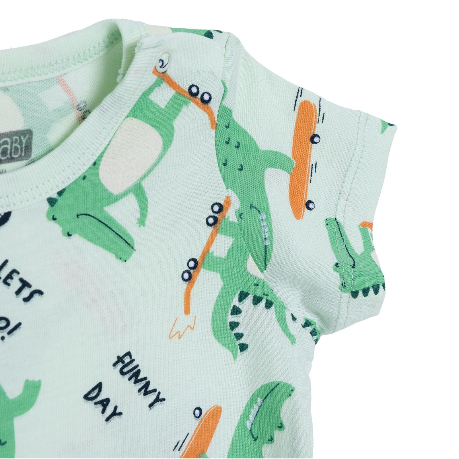 Erkek Bebek Kısa Tulum Süprem Bisiklet Yaka Kısa Kol Ribanalı Paça