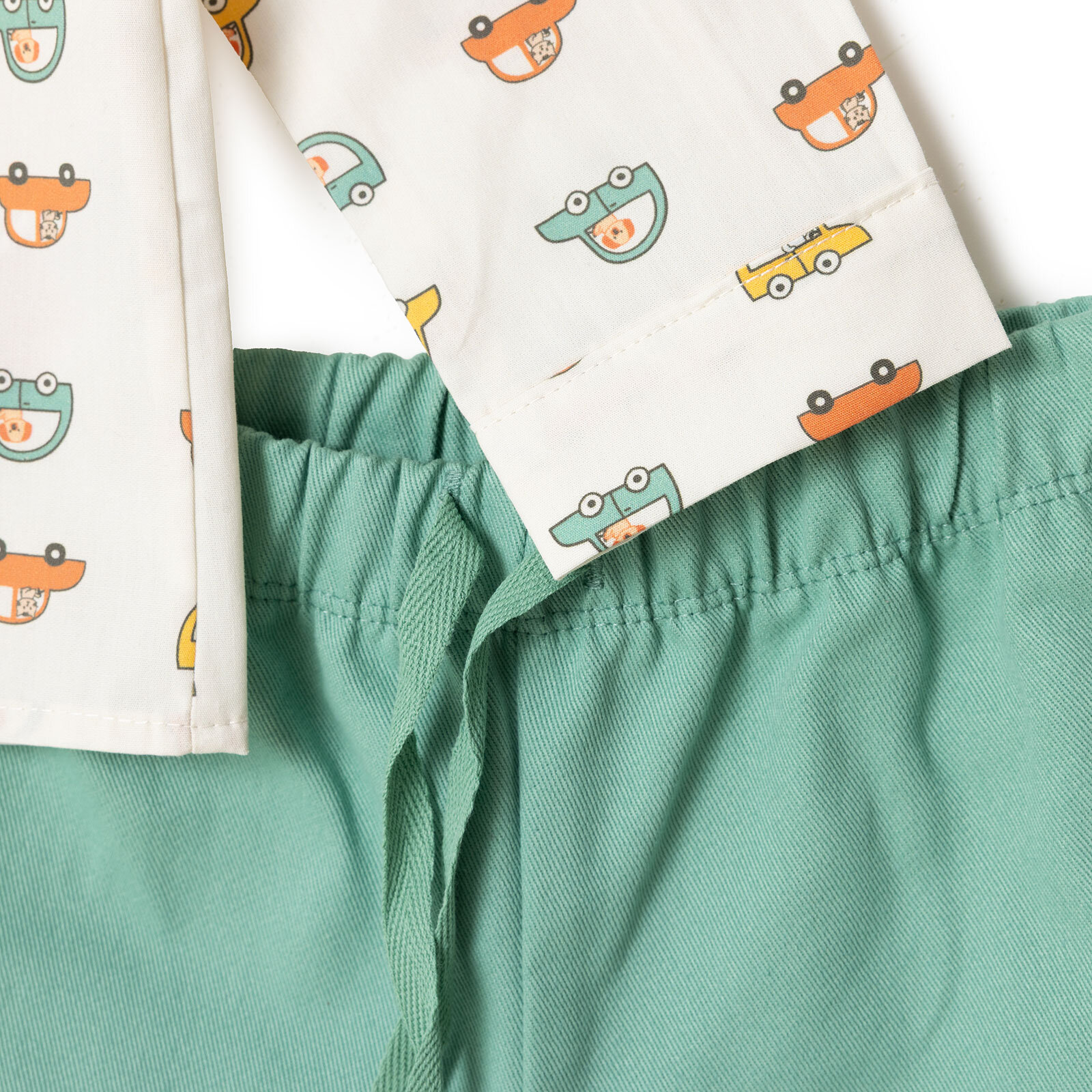 Erkek Bebek Little Car Gömlek-Pantolon Poplin Gömlek Yaka Uzun Kol Duble Paça