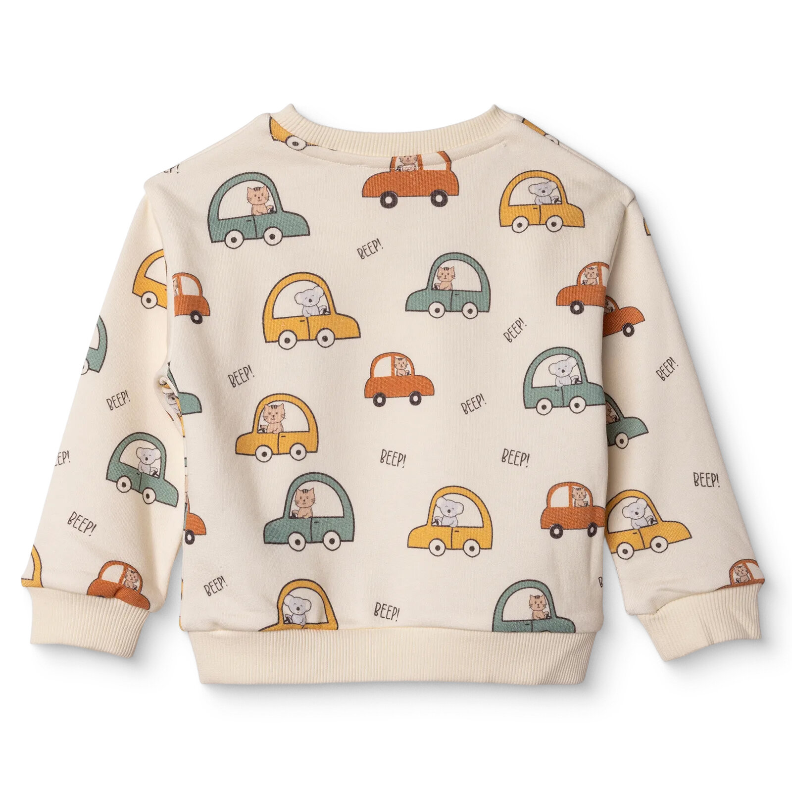 Erkek Bebek Little Car Sweatshirt Üç İplik Bisiklet Yaka Uzun Kol