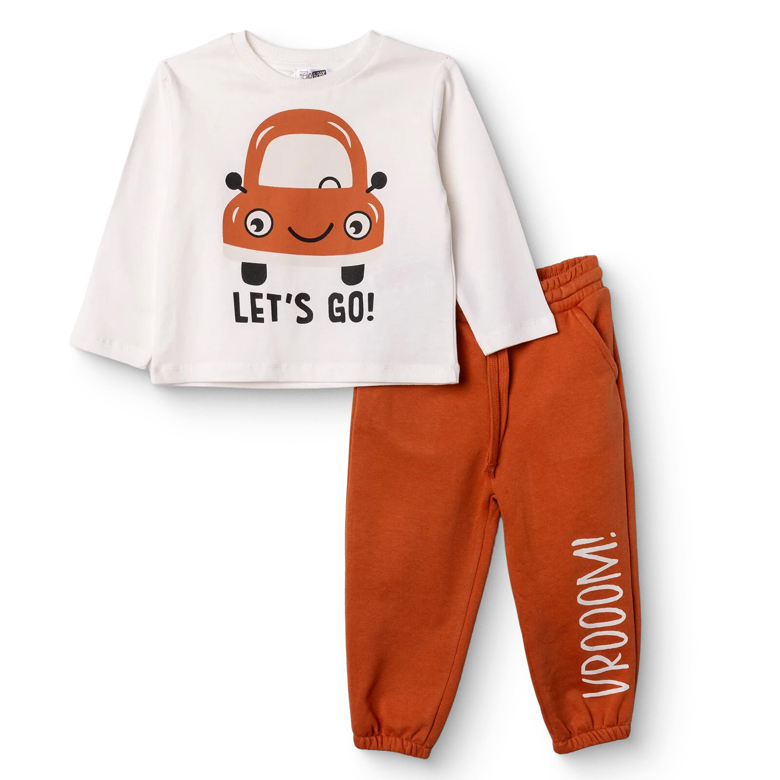 Erkek Bebek Little Car Sweatshirt-Yelek-Alt Üç İplik Bisiklet Yaka Kısa Kol Lastikli Paça
