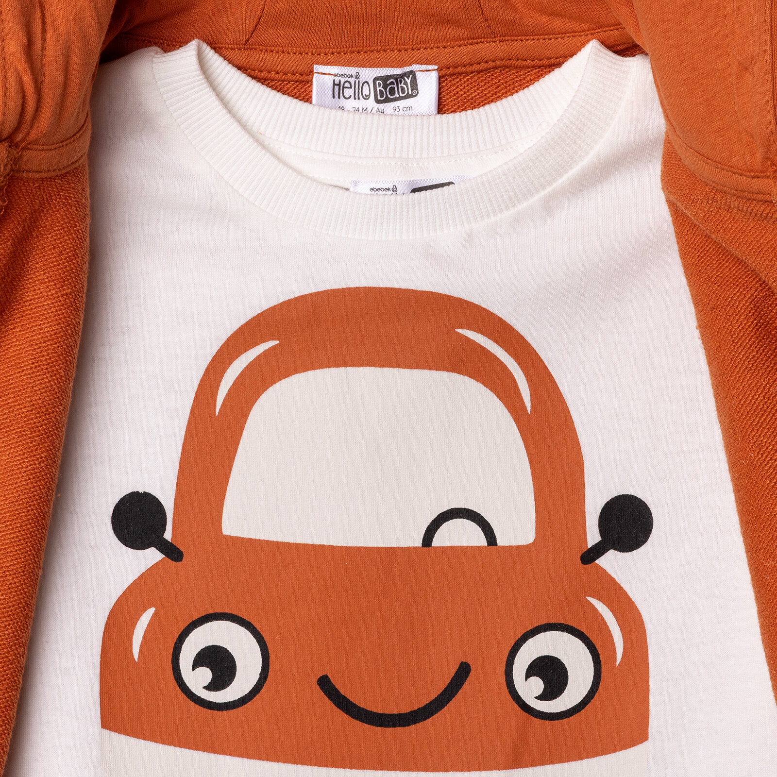 Erkek Bebek Little Car Sweatshirt-Yelek-Alt Üç İplik Bisiklet Yaka Kısa Kol Lastikli Paça