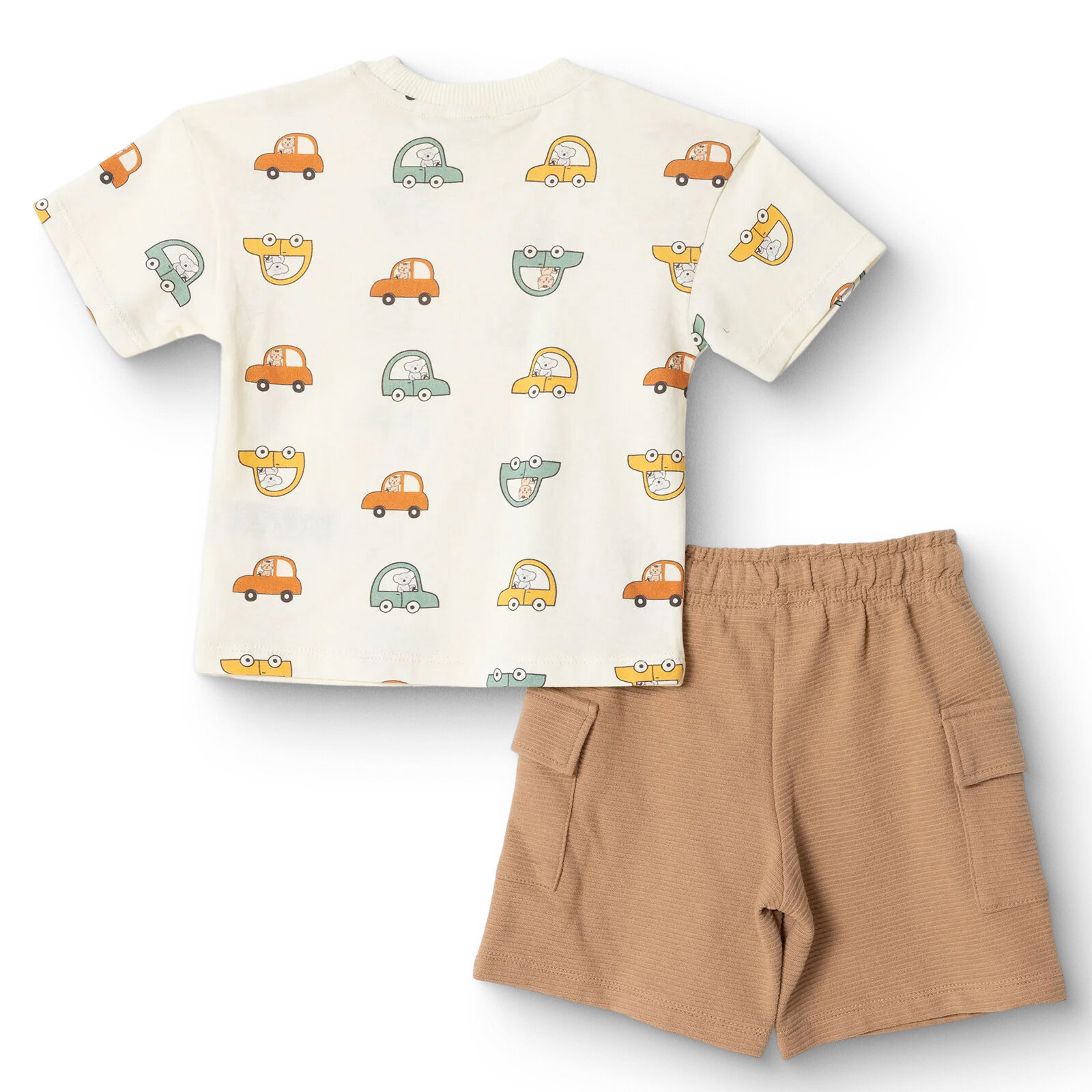 Erkek Bebek Tshirt-Şort Little Car Süprem Bisiklet Yaka Kısa Kol Patiksiz Paça