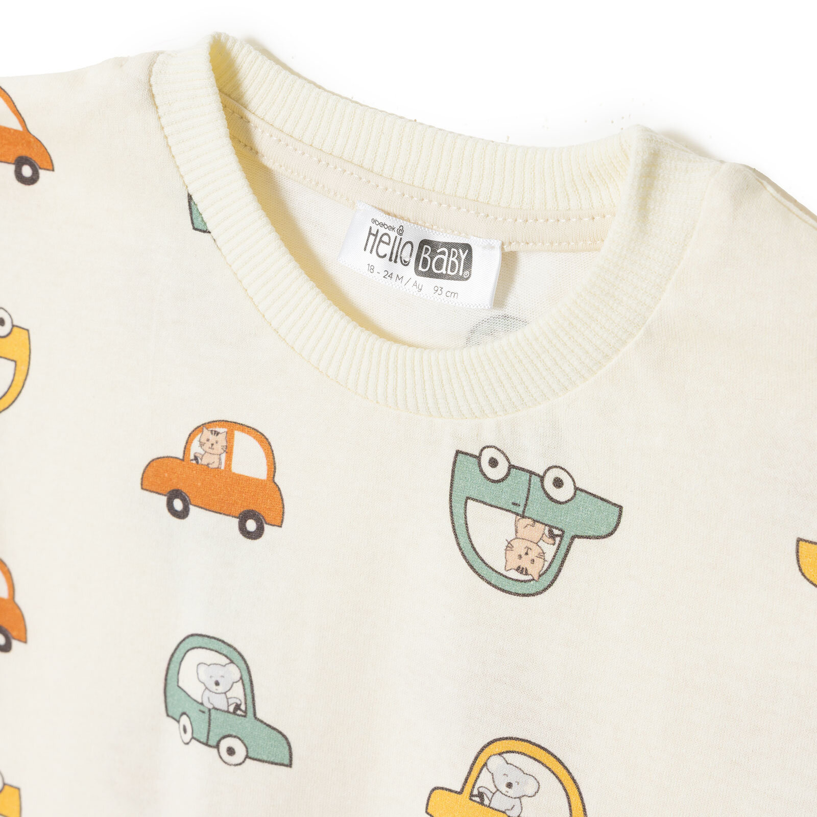 Erkek Bebek Tshirt-Şort Little Car Süprem Bisiklet Yaka Kısa Kol Patiksiz Paça