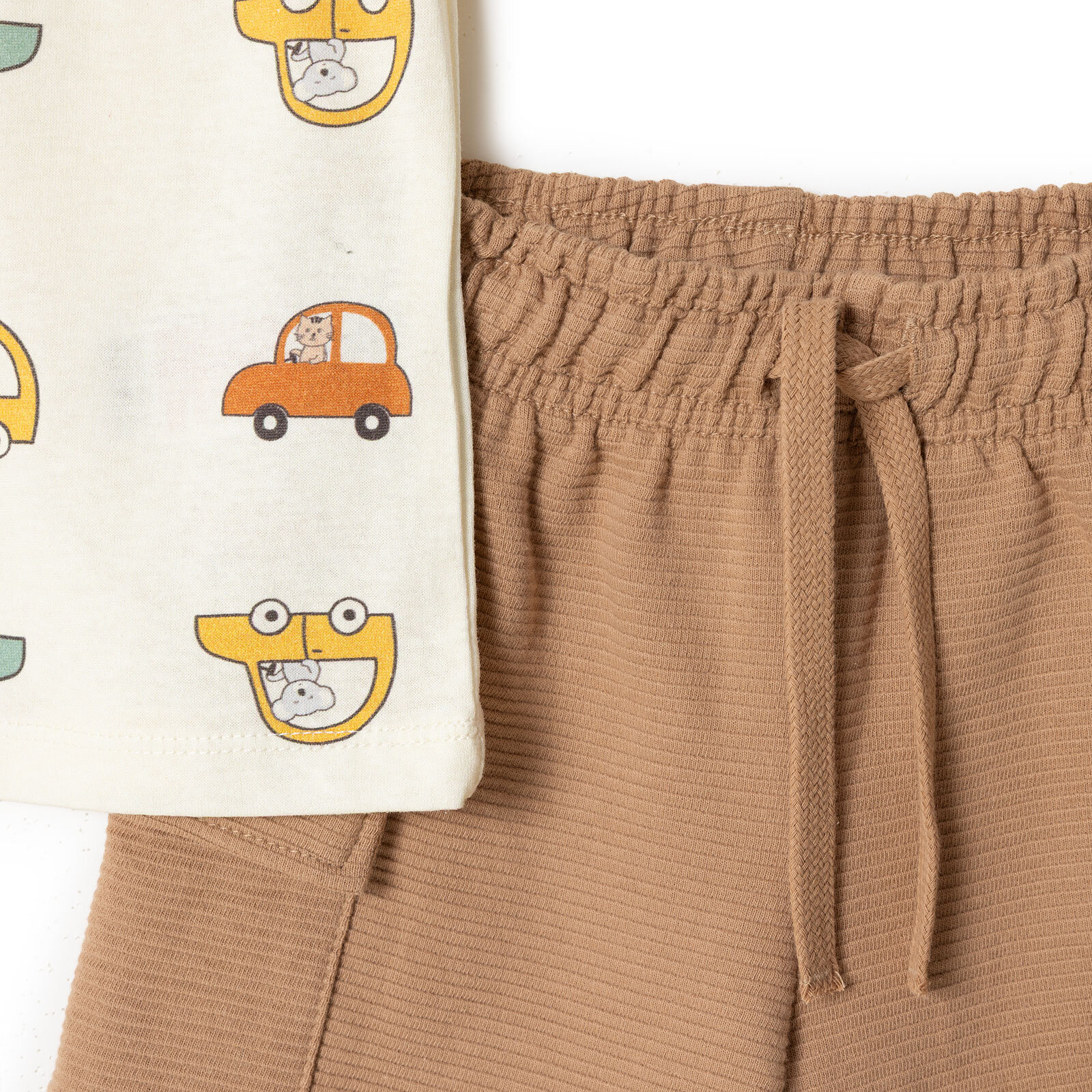 Erkek Bebek Tshirt-Şort Little Car Süprem Bisiklet Yaka Kısa Kol Patiksiz Paça