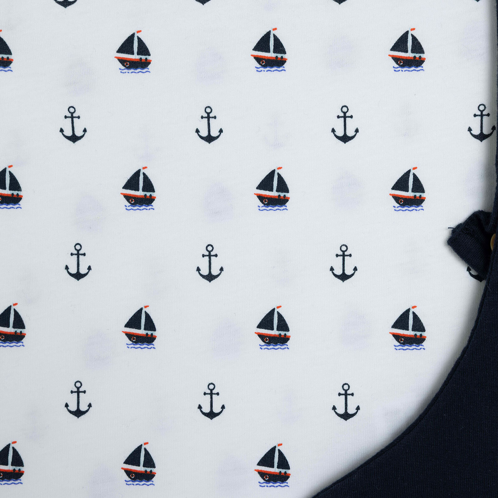 Erkek Bebek Little Sailor Salopet-Tshirt Bisiklet Yaka Kısa Kol Reçme Paça