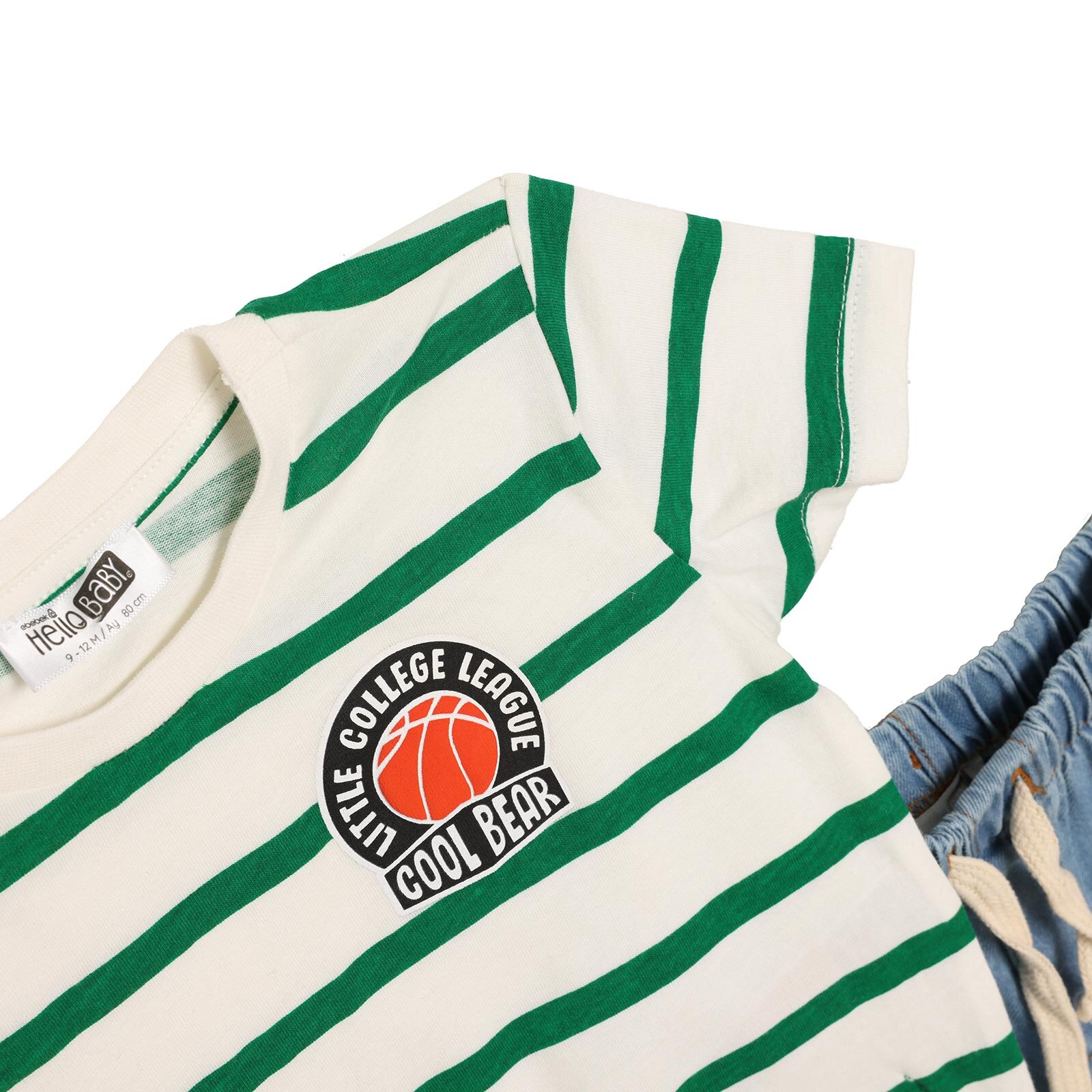 Erkek Bebek LITTLE SPORTS Tshirt-Şort Bebe Yaka Kısa Kol Reçme Paça