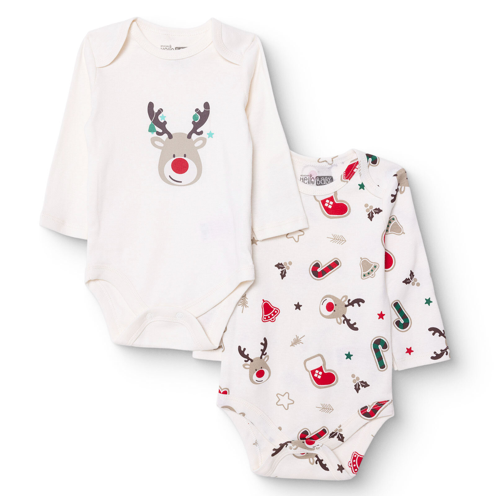 Erkek Bebek New Year 2li Uzun Kol Body Zarf Yaka Uzun Kol Ribana Paça