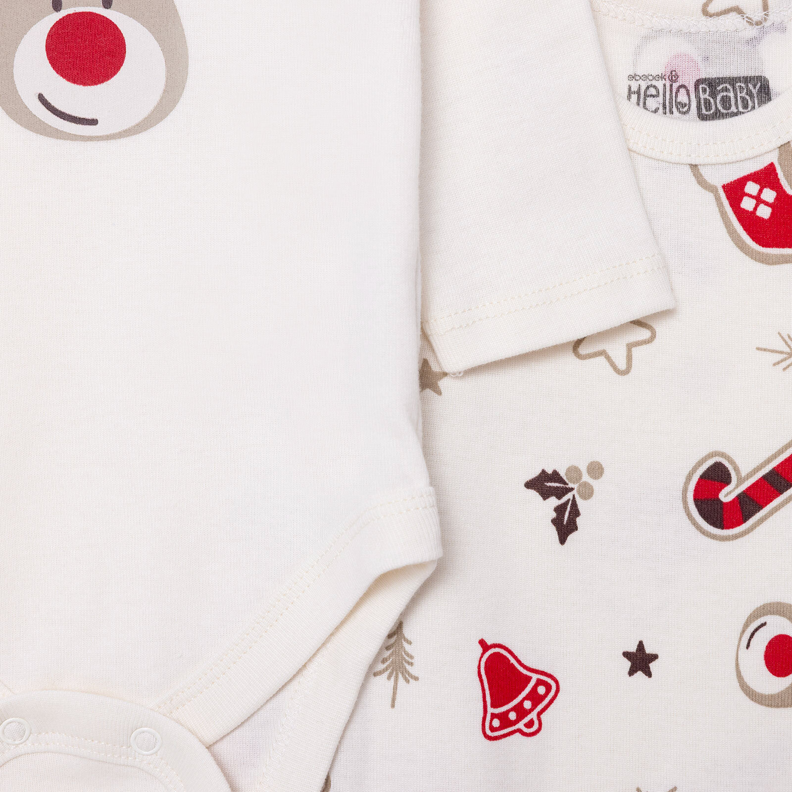 Erkek Bebek New Year 2li Uzun Kol Body Zarf Yaka Uzun Kol Ribana Paça