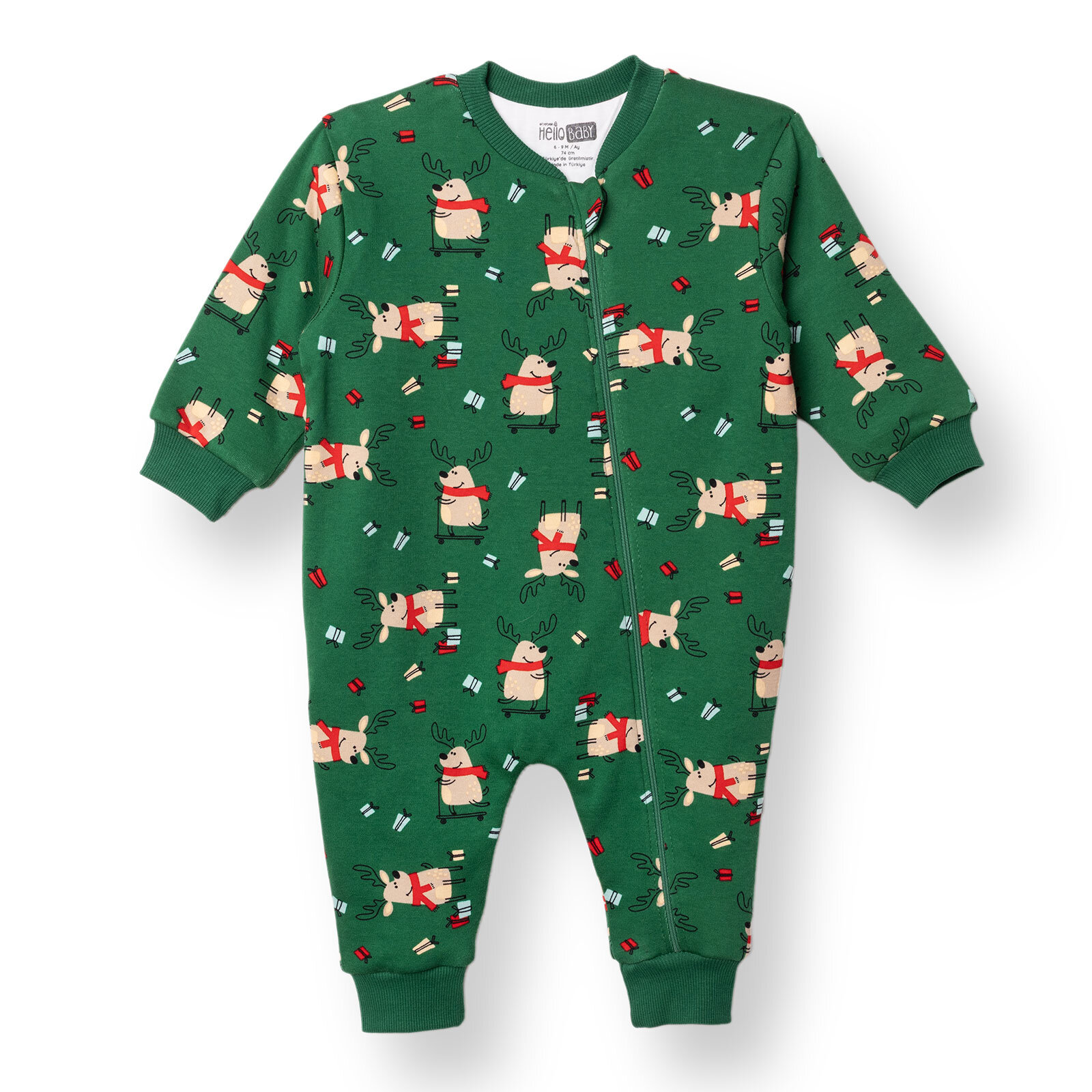 Erkek Bebek New Year Uyku Tulumu İnterlok Uzun Kol Ribanalı Paça