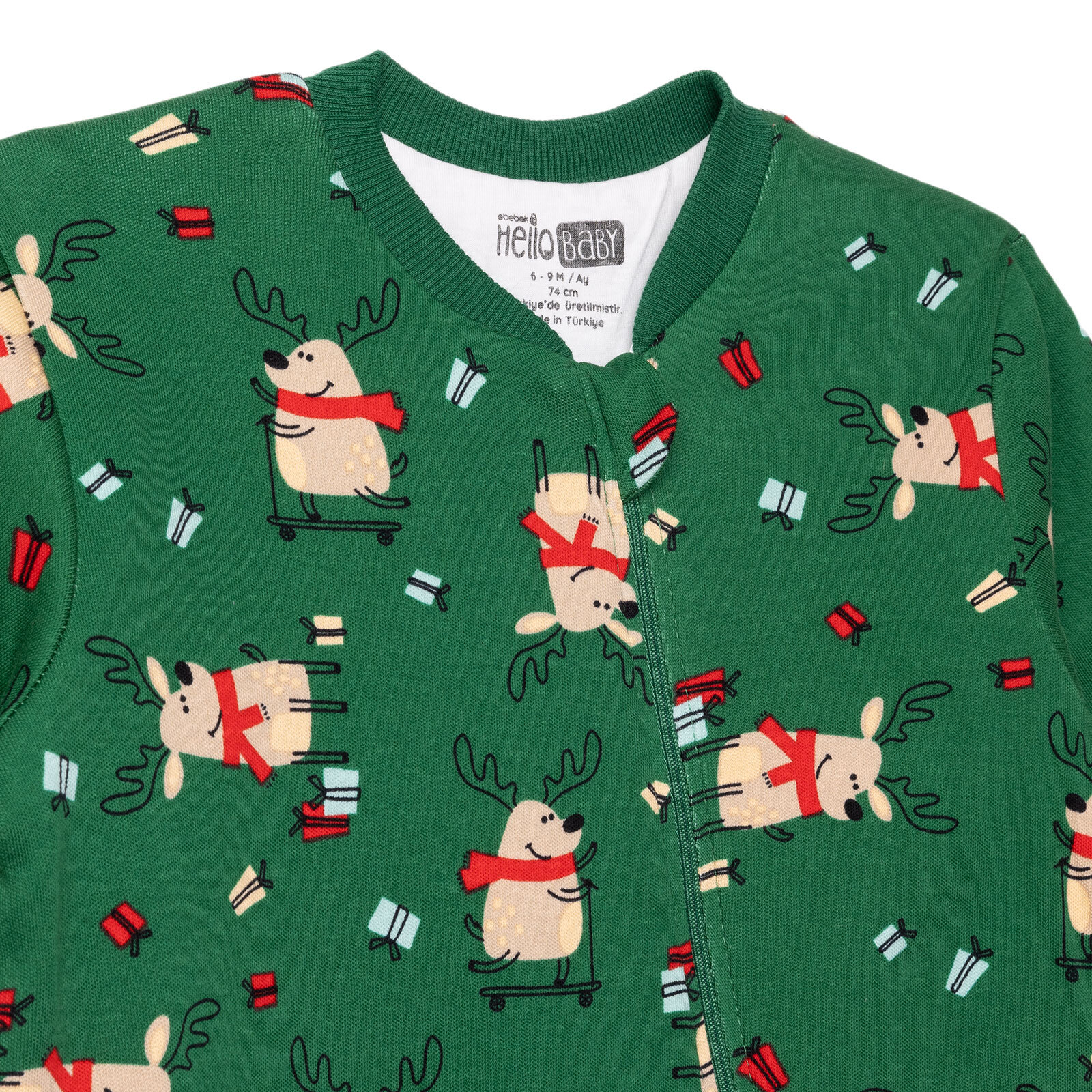 Erkek Bebek New Year Uyku Tulumu İnterlok Uzun Kol Ribanalı Paça