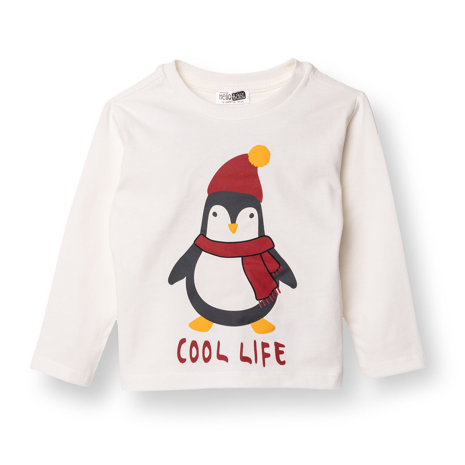 Erkek Bebek New Year Uzun Kol Tshirt İki İplik Bisiklet Yaka Uzun Kol