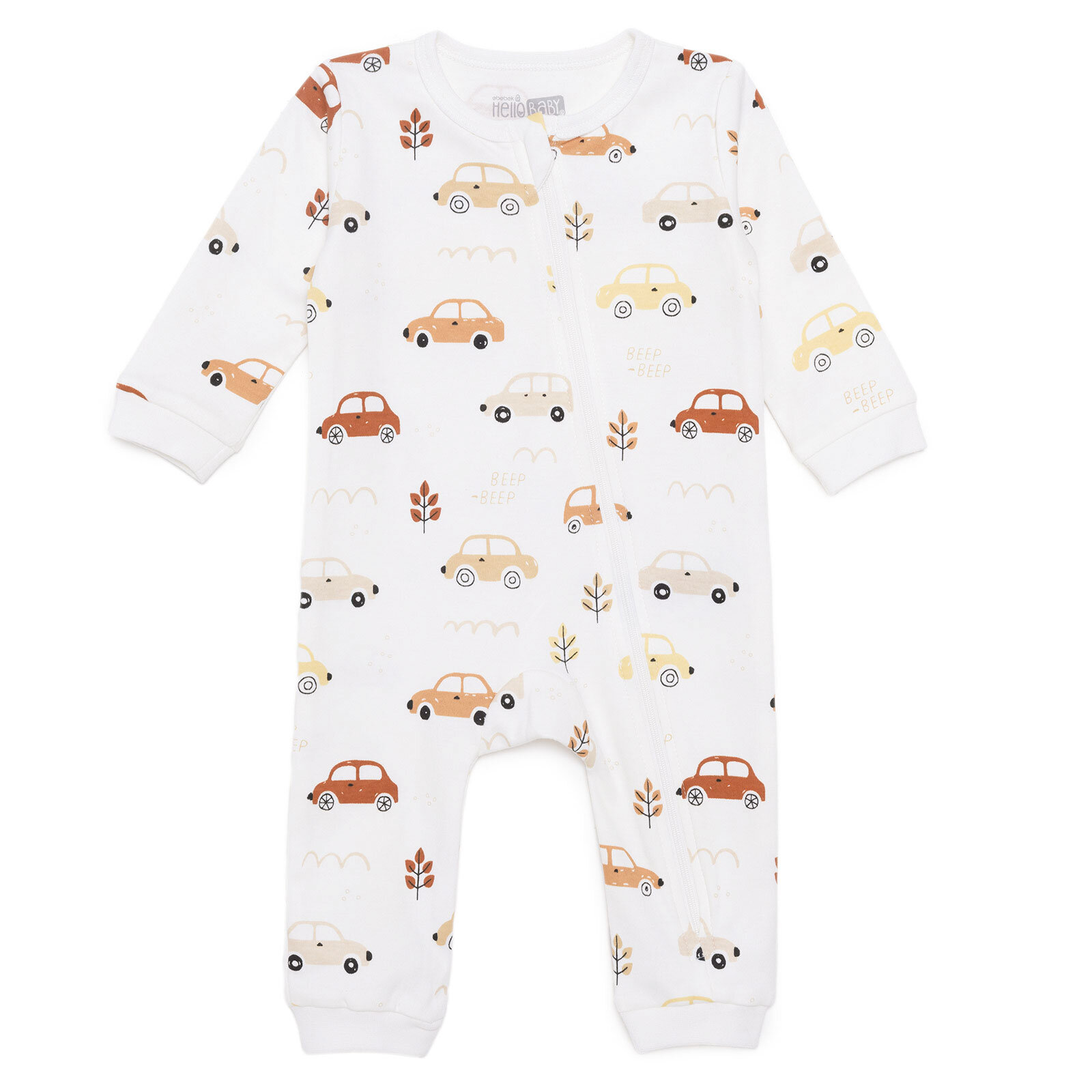 Erkek Bebek Patiksiz Tulum Fermuarlı Bisiklet Yaka Uzun Kol Ribanalı Paça