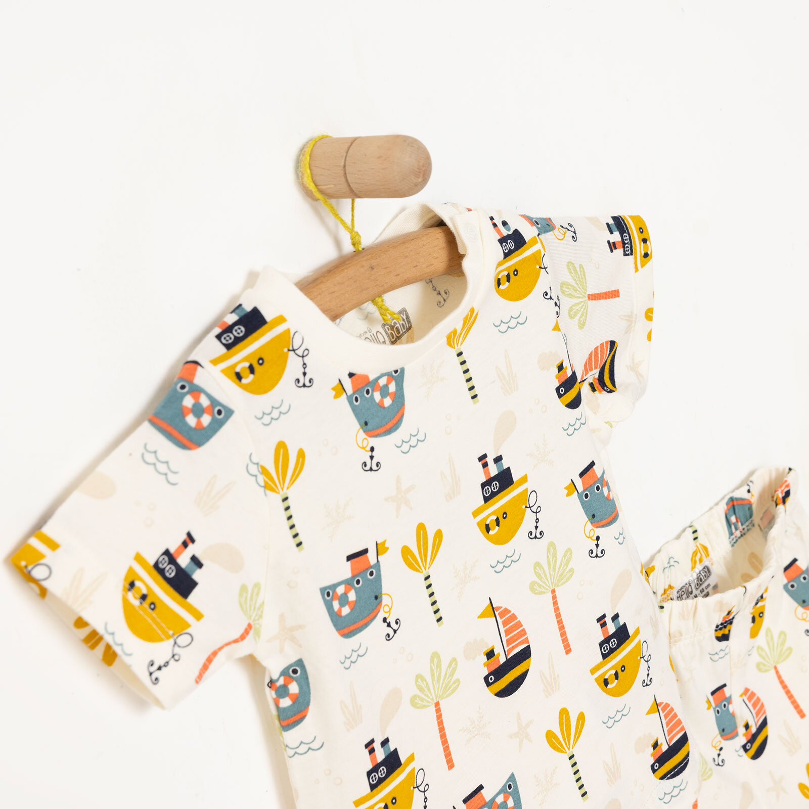 Erkek Bebek Pijama Takım Çıtçıtlı Bisiklet Yaka Kısa Kol