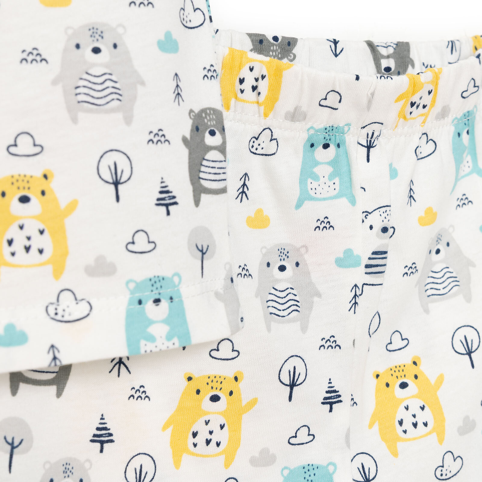 Erkek Bebek Pijama Takım Düğmeli Kapüşonlu Yaka Kısa Kol