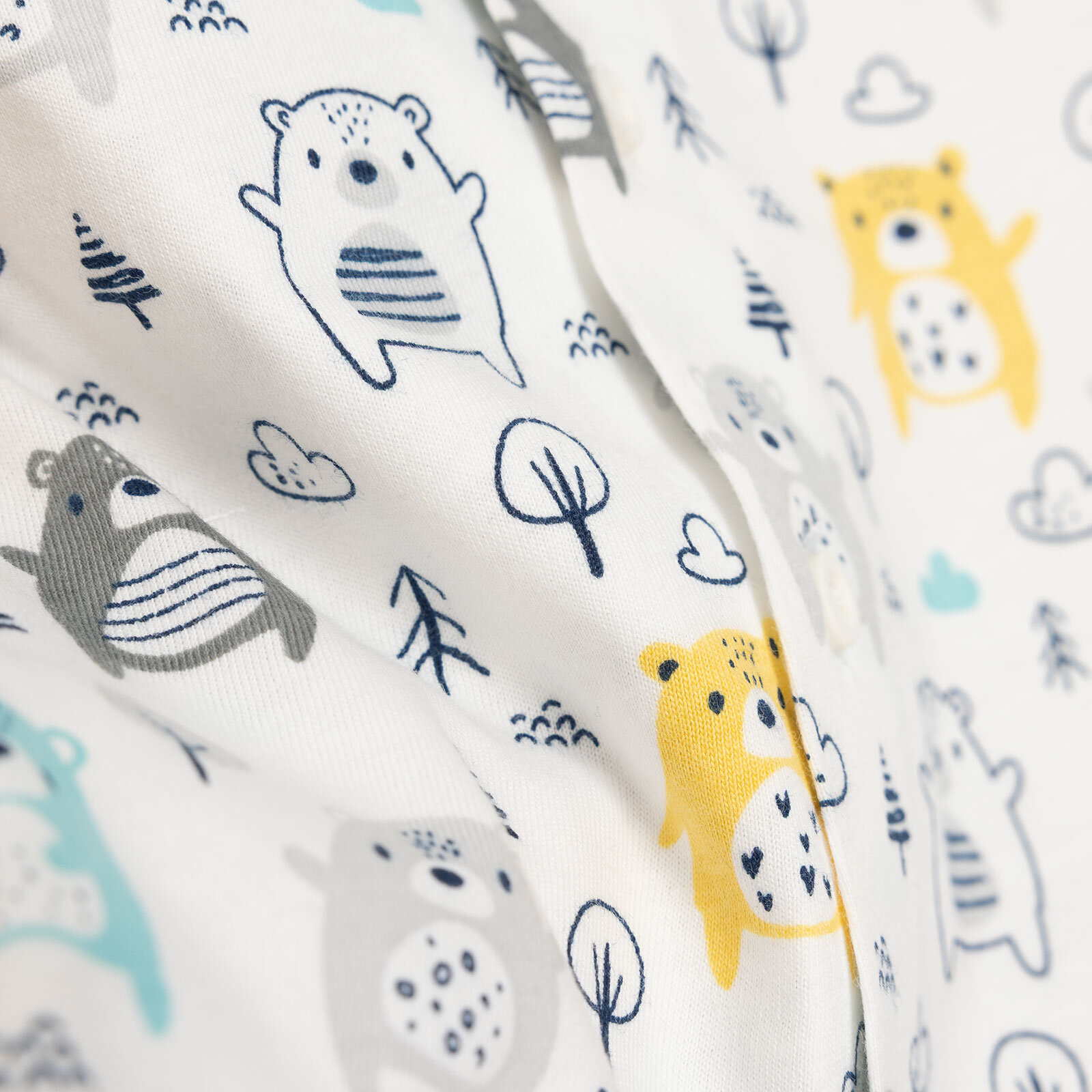 Erkek Bebek Pijama Takım Düğmeli Kapüşonlu Yaka Kısa Kol