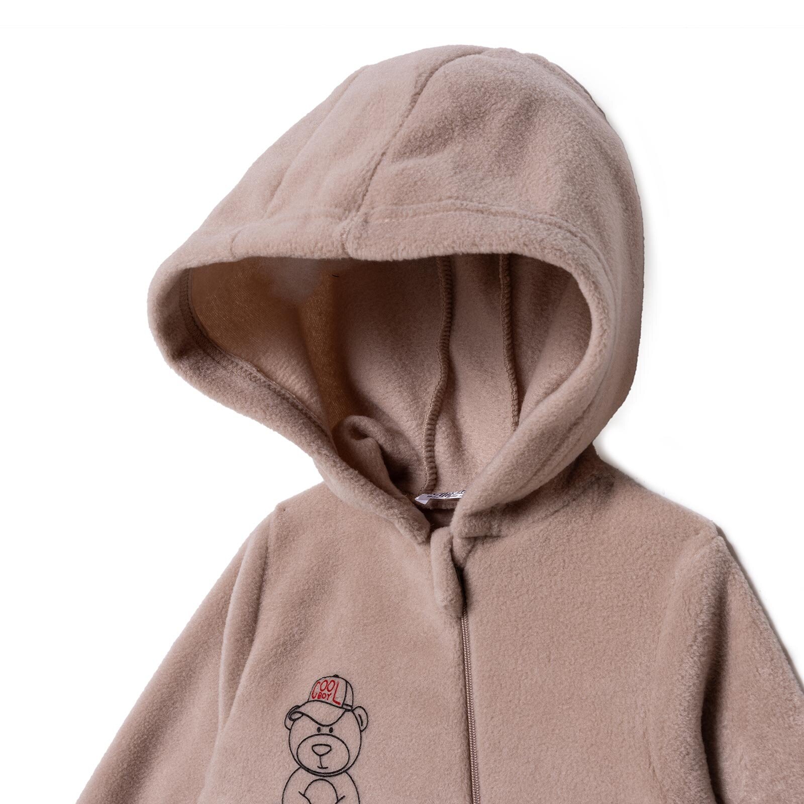 Erkek Bebek Polar Patiksiz Tulum Fermuarlı Uzun Kol Ribanalı Paça