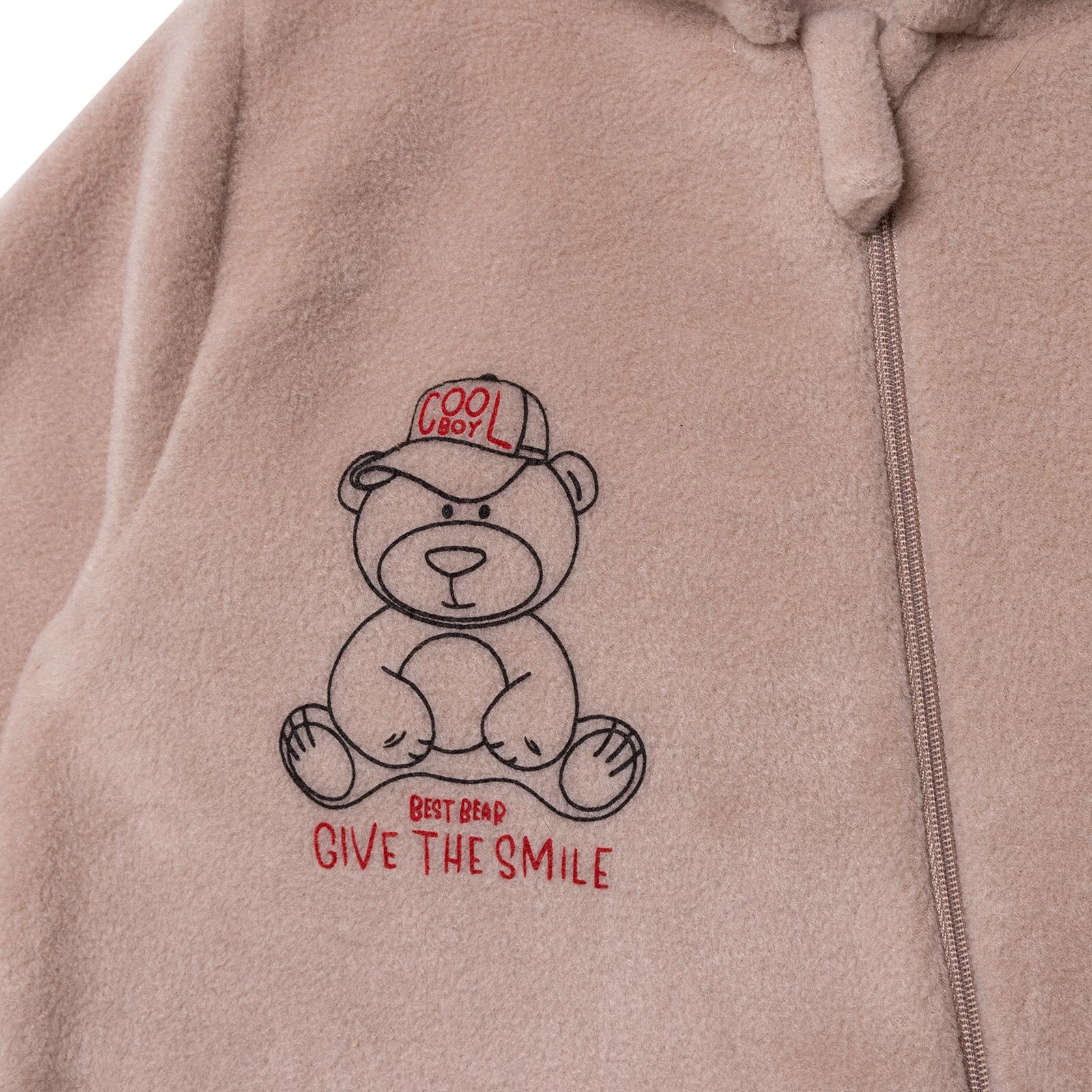 Erkek Bebek Polar Patiksiz Tulum Fermuarlı Uzun Kol Ribanalı Paça