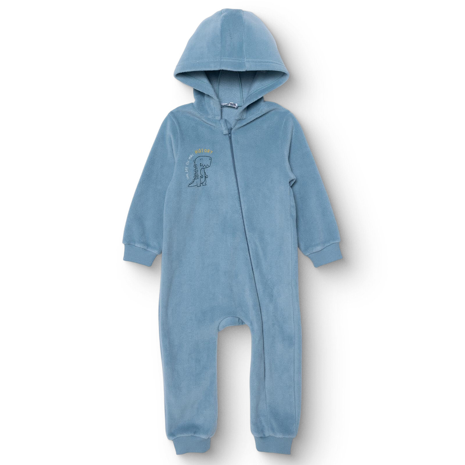 Erkek Bebek Polar Patiksiz Tulum Uzun Kol Ribanalı Paça