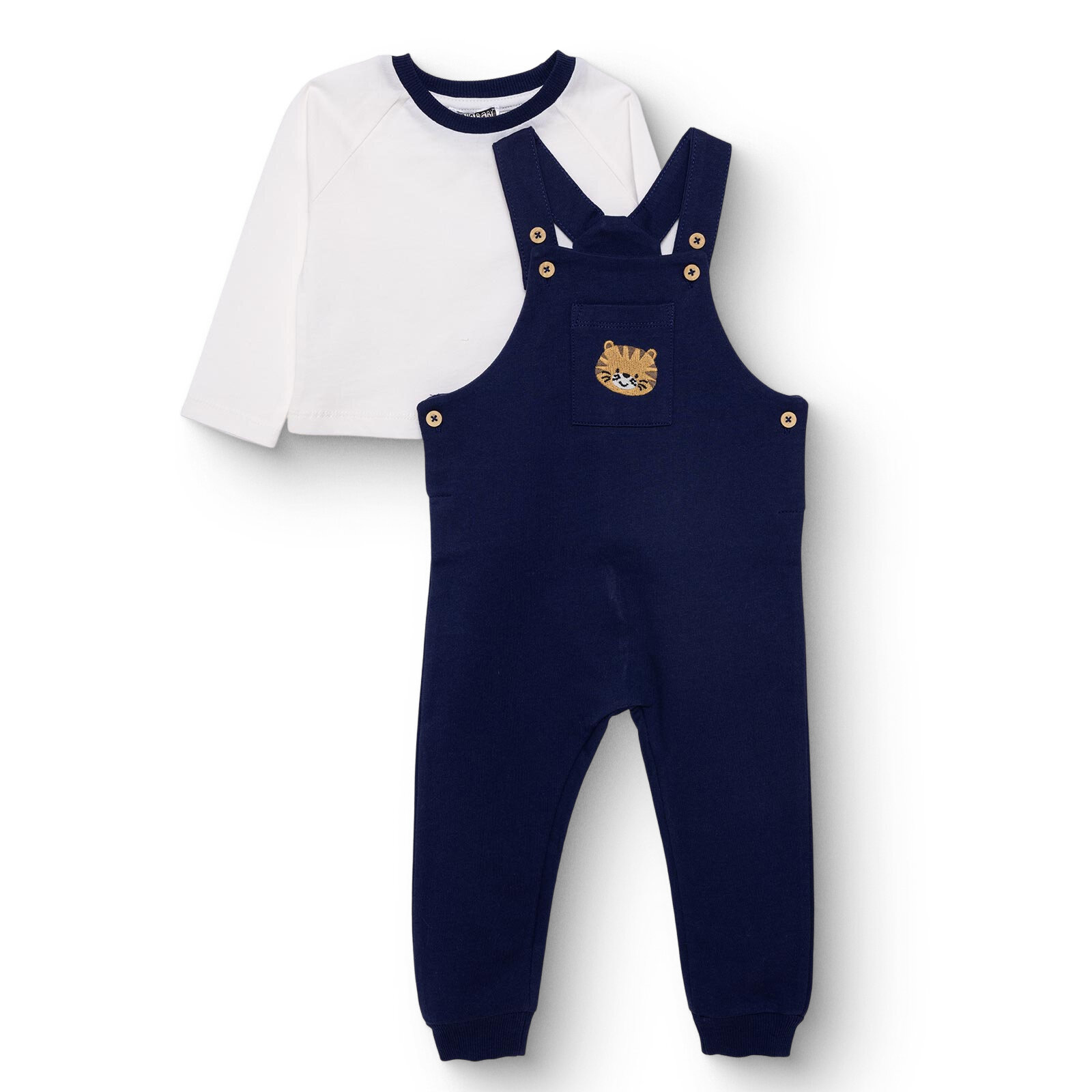 Erkek Bebek Salopet-Sweatshirt İki İplik Bisiklet Yaka Uzun Kol Reçme Paça