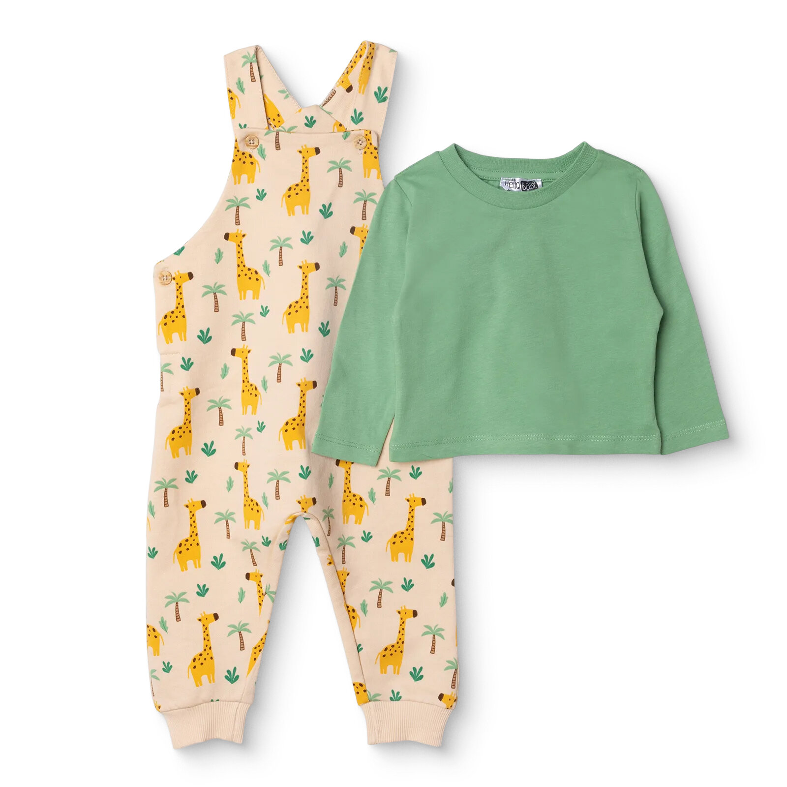 Erkek Bebek Salopet-Tshirt Süprem Bisiklet Yaka Uzun Kol Reçme Paça