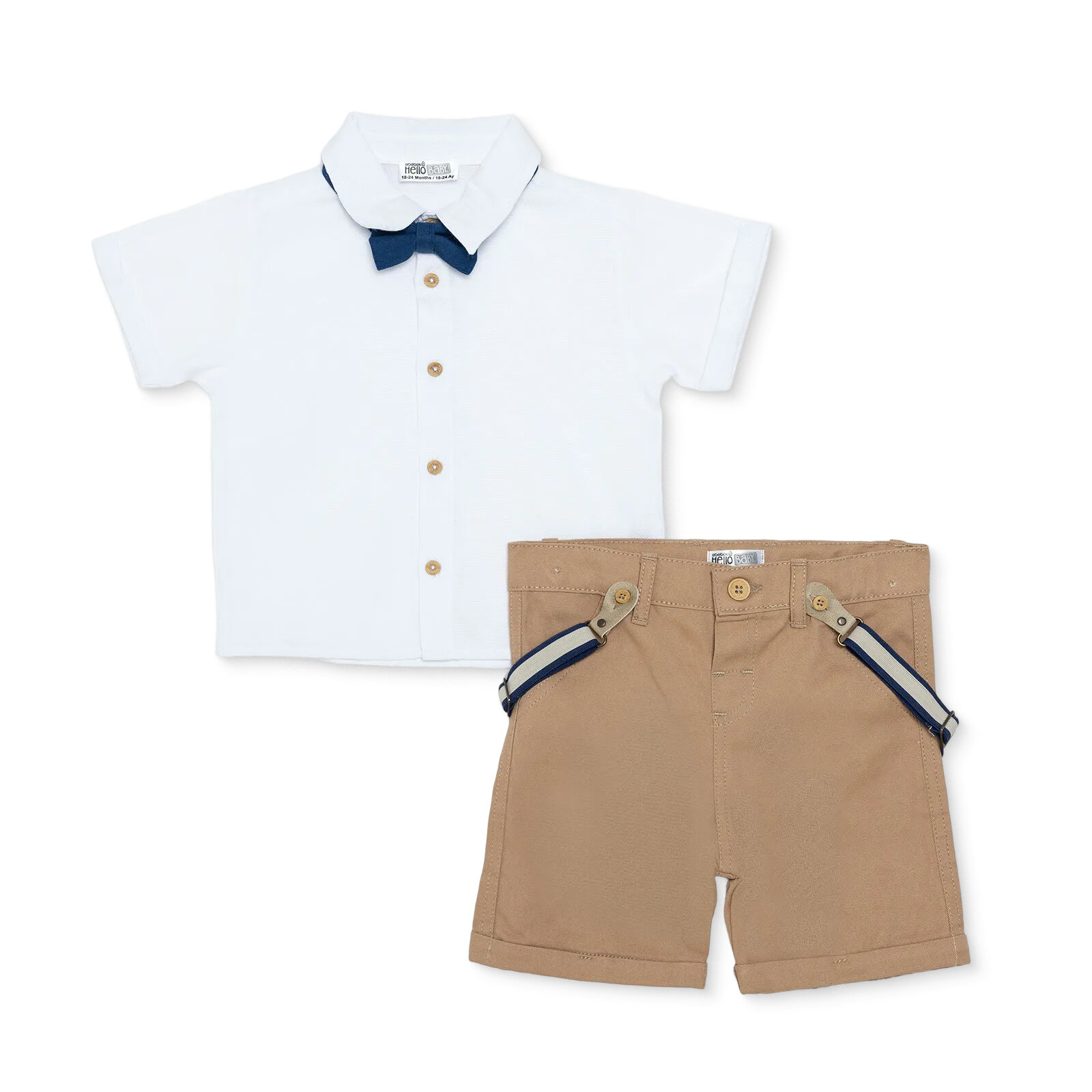 Erkek Bebek Smart Line Gömlek-Şort Gömlek Yaka Kısa Kol Duble Paça