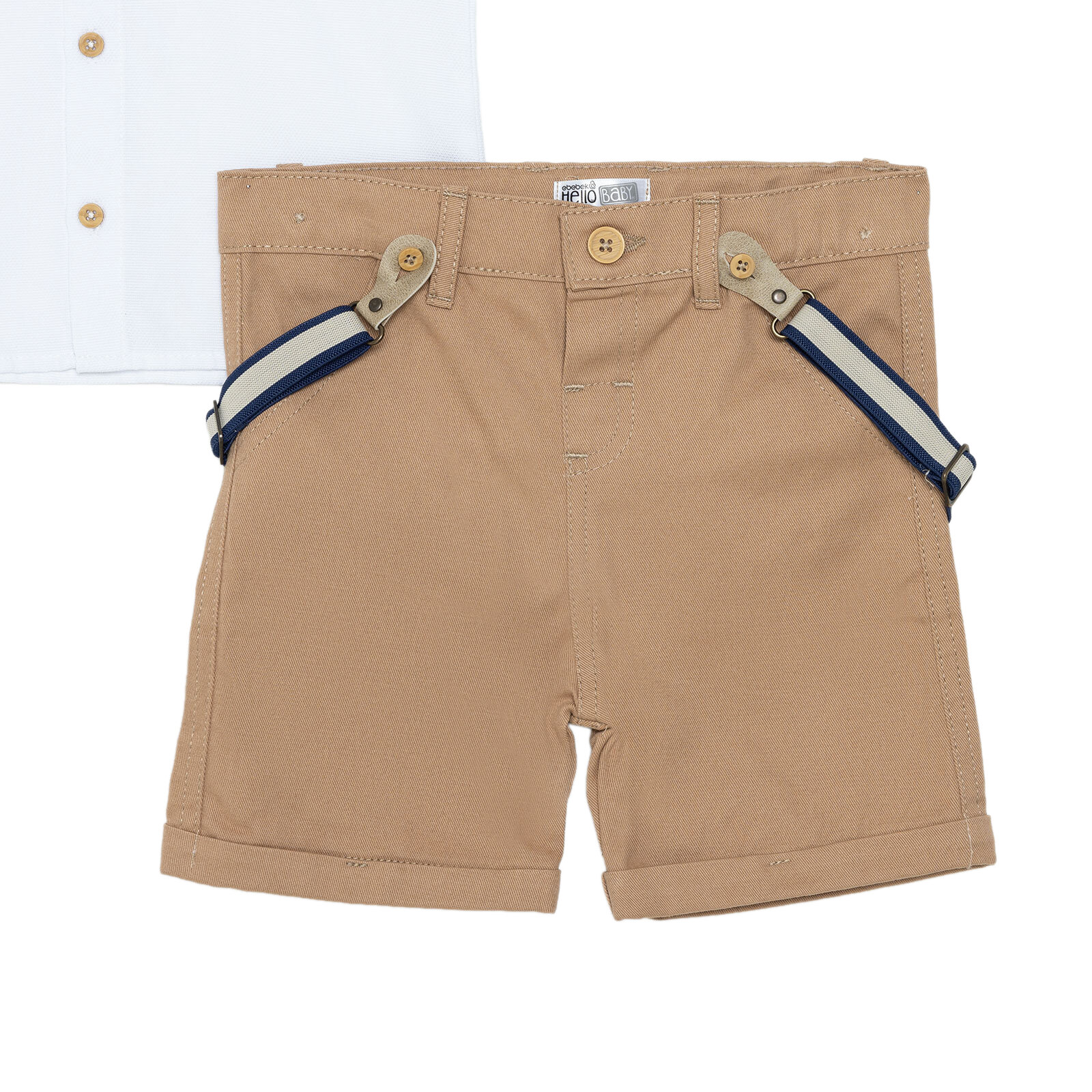 Erkek Bebek Smart Line Gömlek-Şort Gömlek Yaka Kısa Kol Duble Paça