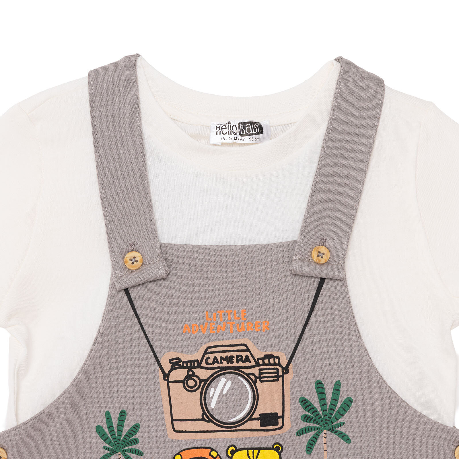 Erkek Bebek Şort Salopet-Tshirt İki İplik Bisiklet Yaka Kısa Kol Reçme Paça