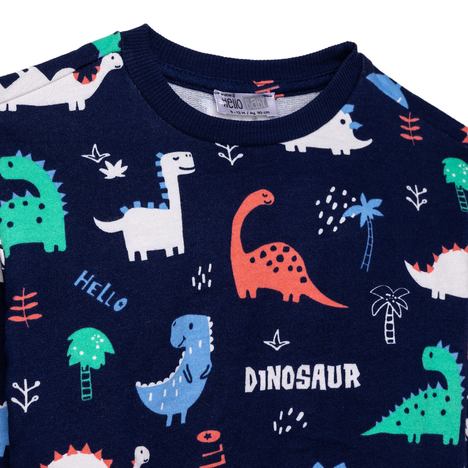 Erkek Bebek Sweatshirt Şardonlu İki İplik Bisiklet Yaka Uzun Kol