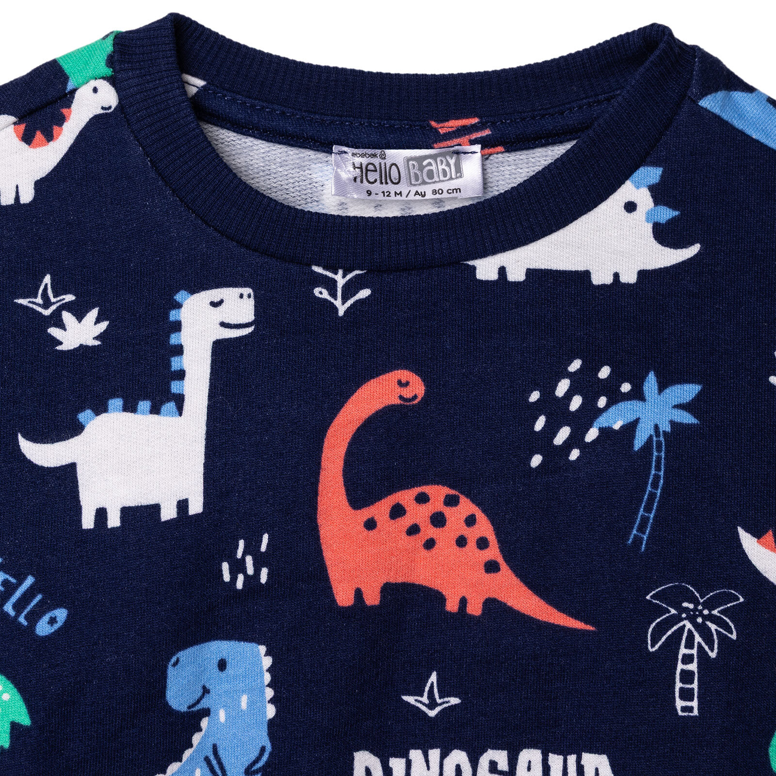 Erkek Bebek Sweatshirt Şardonlu İki İplik Bisiklet Yaka Uzun Kol