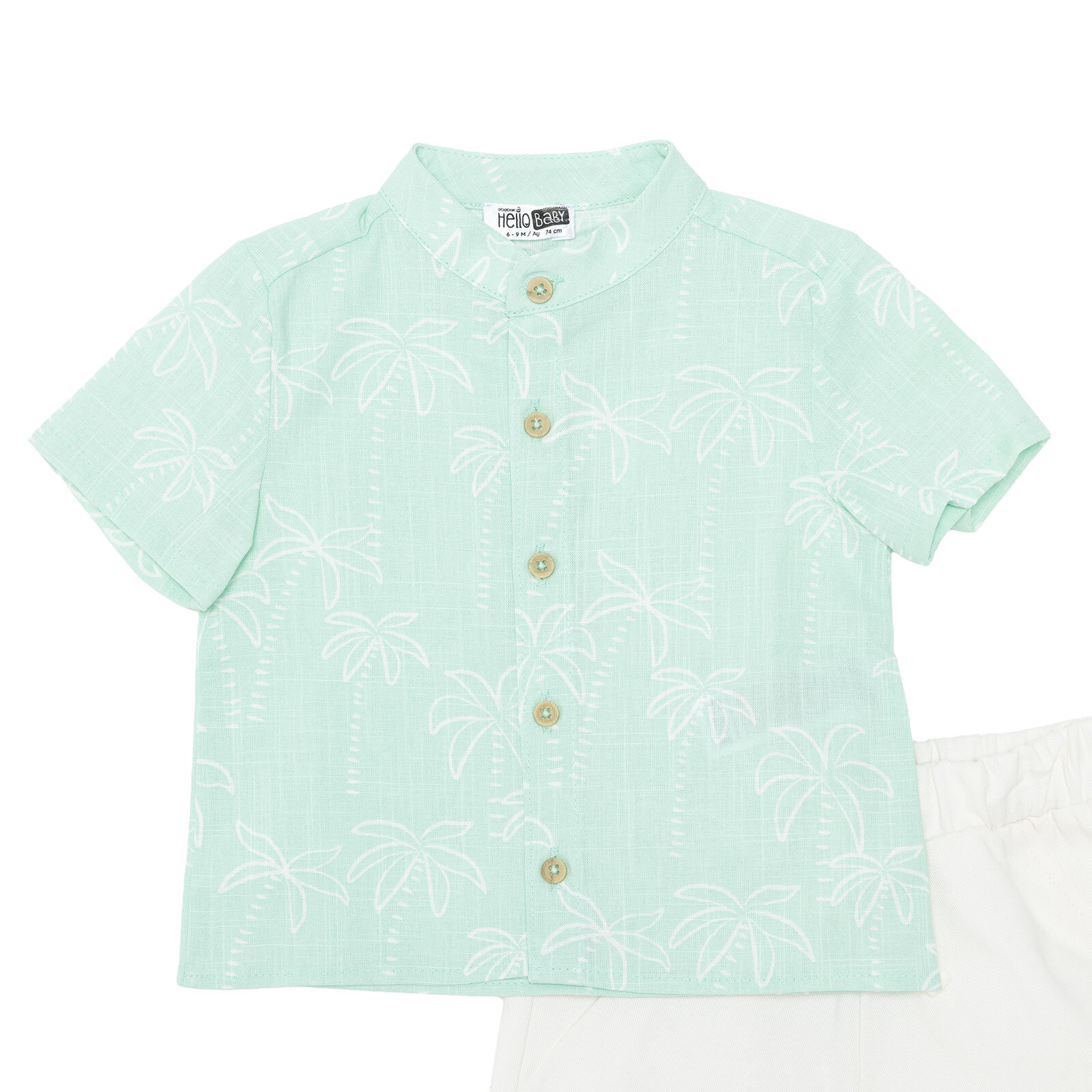 Erkek Bebek Tshirt-Şort Poplin Hakim Yaka Kısa Kol Duble Paça