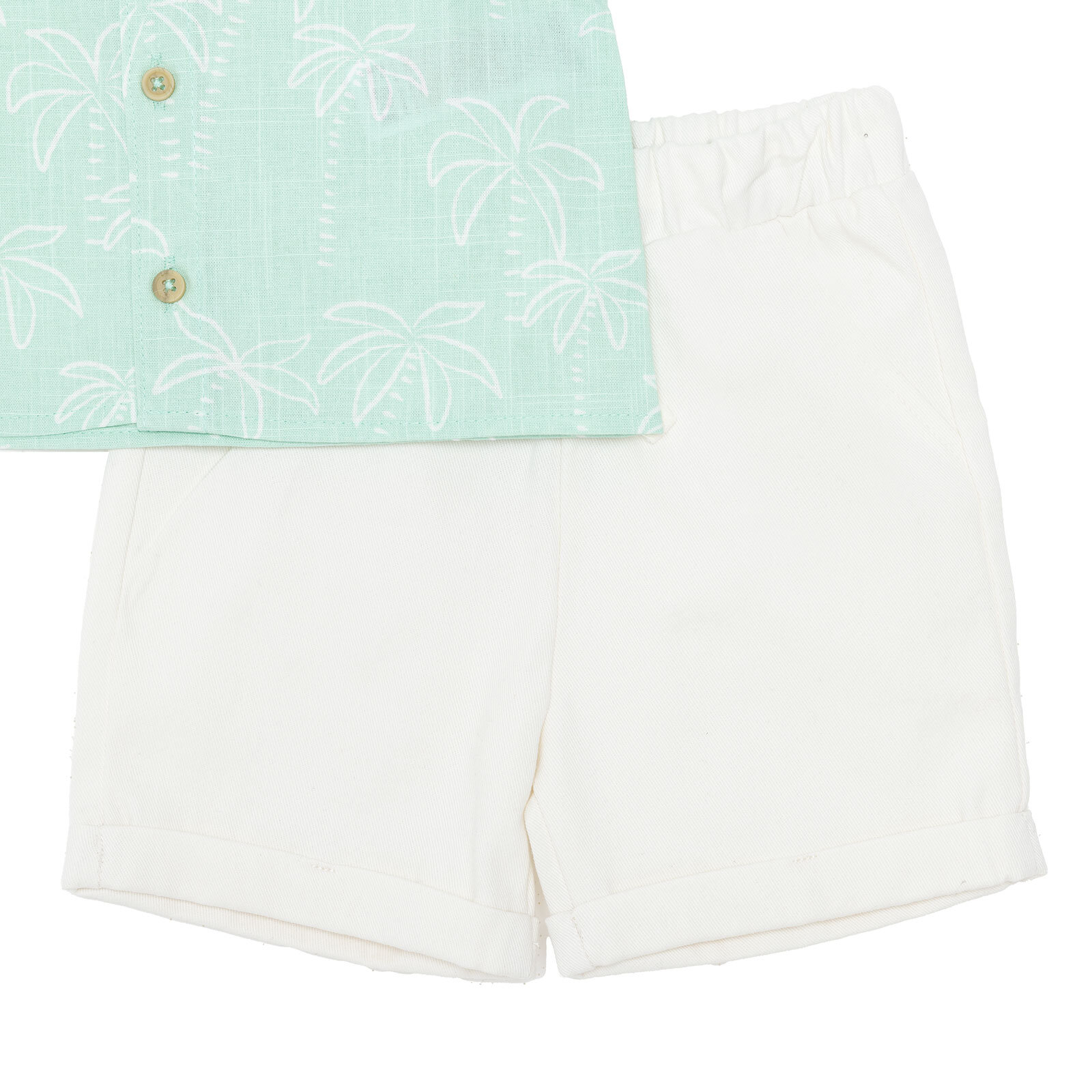 Erkek Bebek Tshirt-Şort Poplin Hakim Yaka Kısa Kol Duble Paça