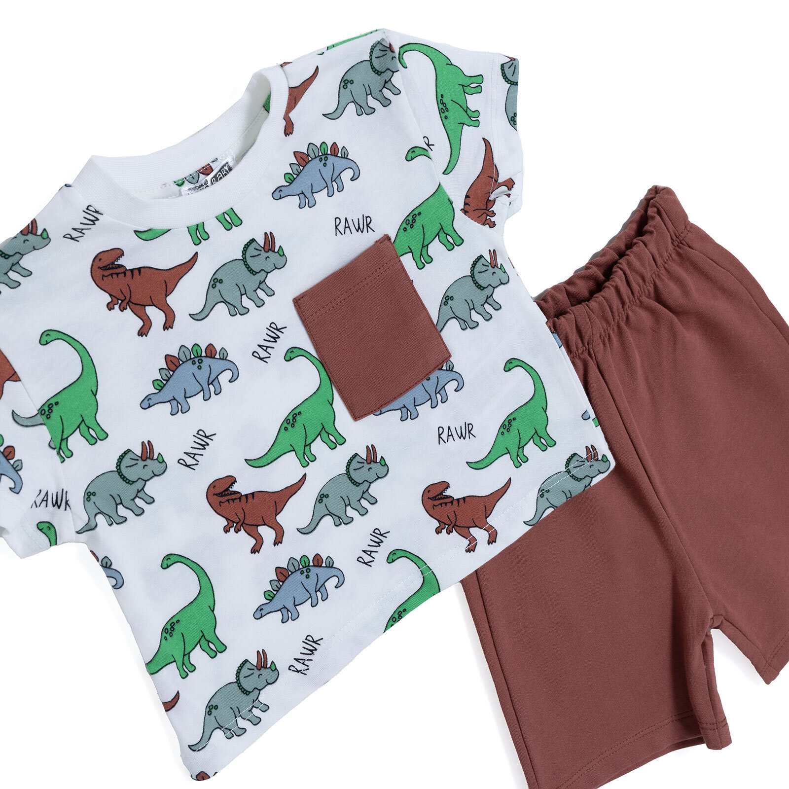 Erkek Bebek Tshirt-Şort Süprem Bisiklet Yaka Kısa Kol Reçme Paça