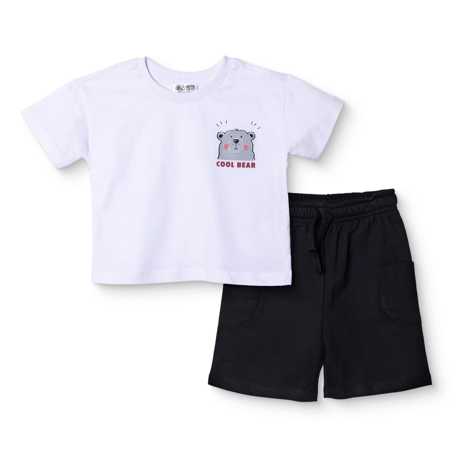 Erkek Bebek Tshirt-Şort Süprem Bisiklet Yaka Kısa Kol Reçme Paça