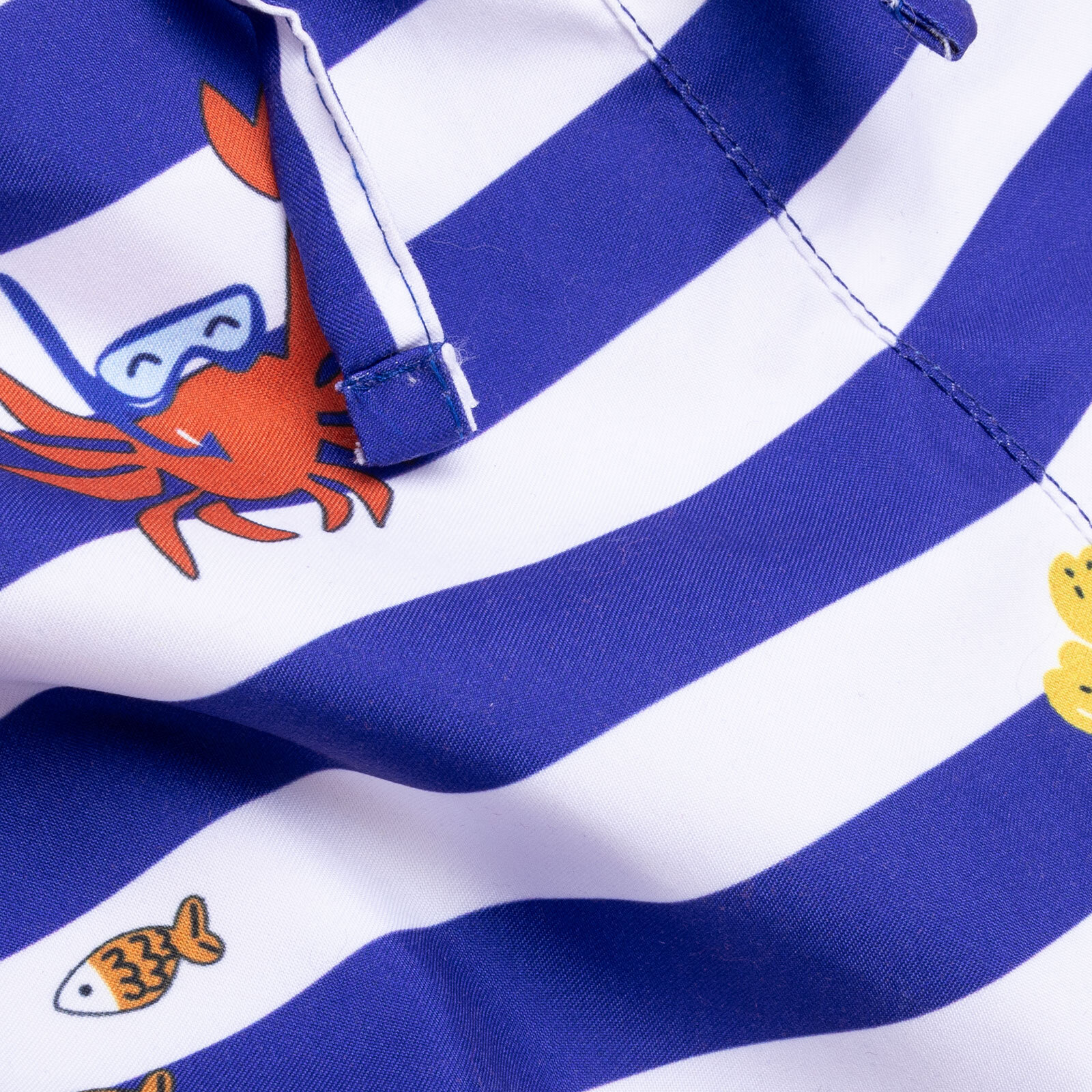 Erkek Bebek UV Koruma Şort Mayo Çizgili Yengeç Desen İpli Micro Kumaş