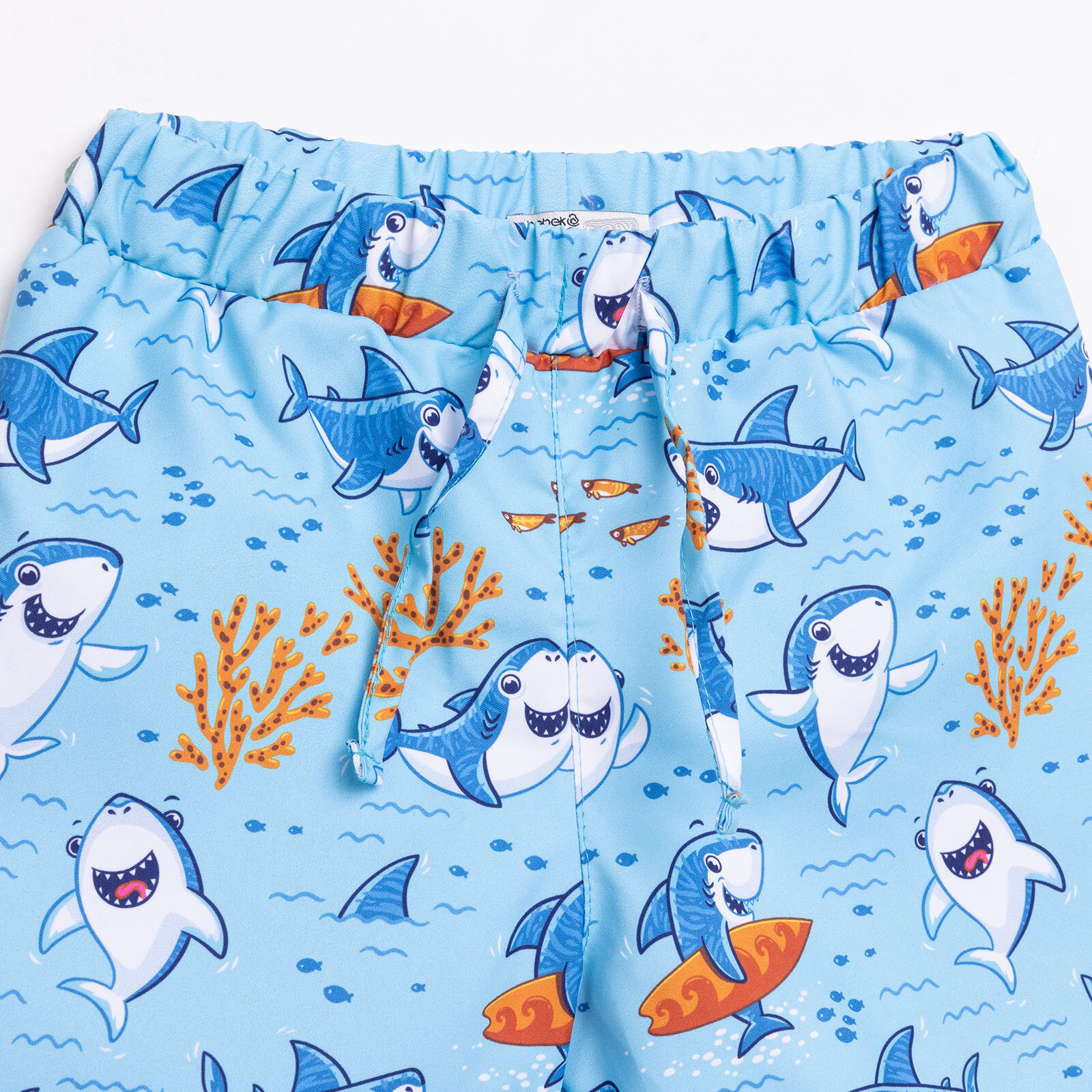 Erkek Bebek UV Koruma Şort Mayo Köpekbalığı Desen İpli Micro Kumaş